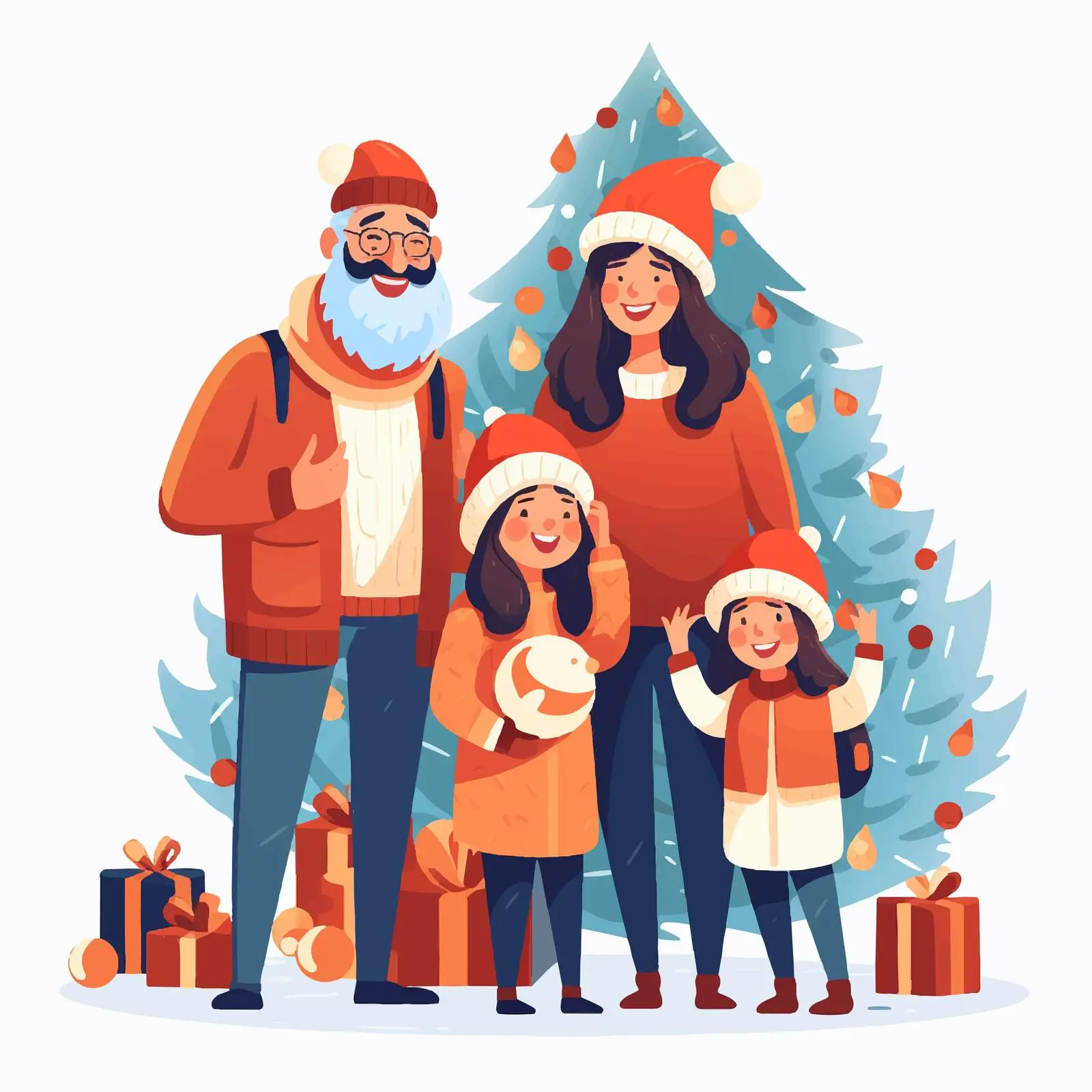 Happy Family Celebrating Christmas in Vectors — free download from Dotvec