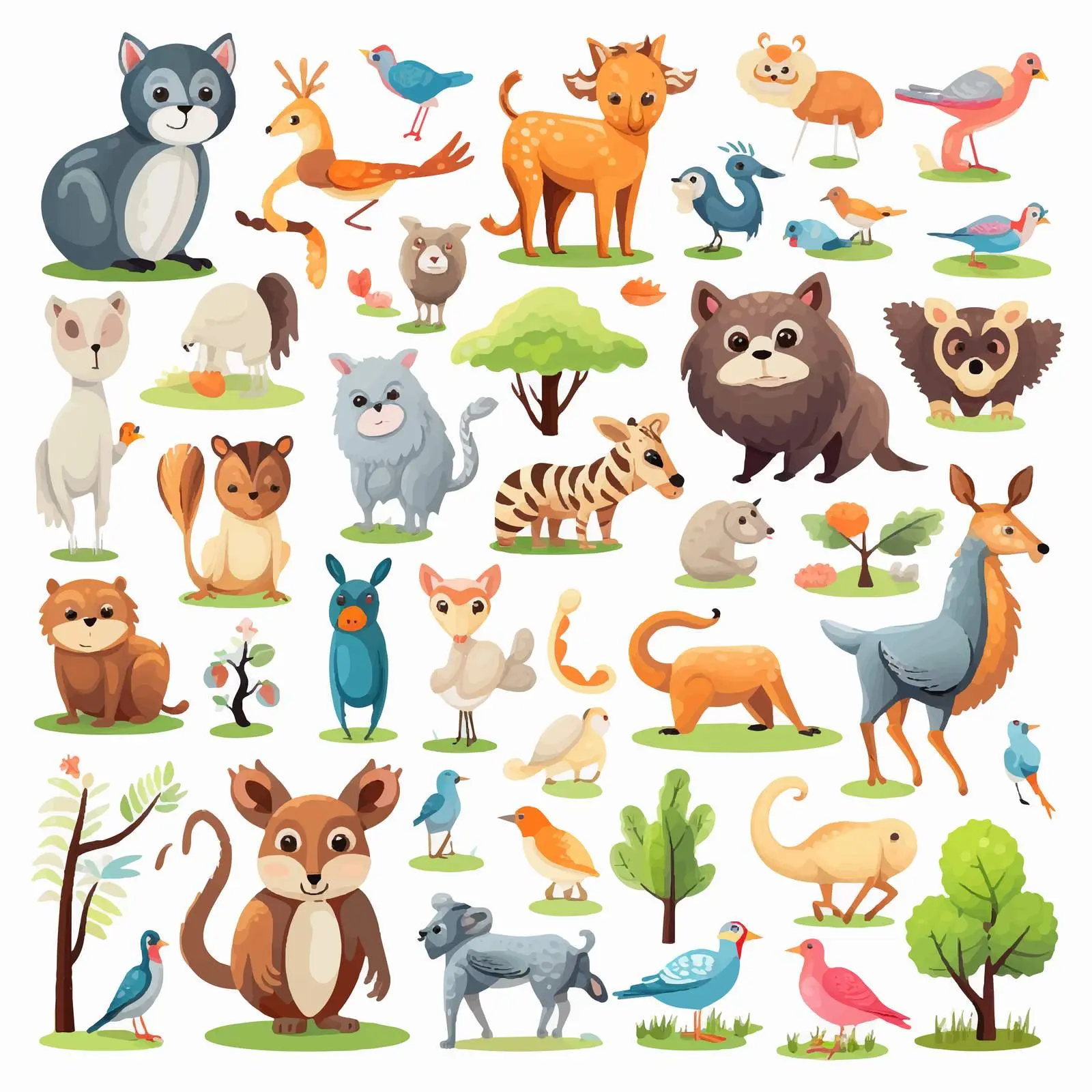 Diverse Animal and Object Vectors on White Background — free download from Dotvec