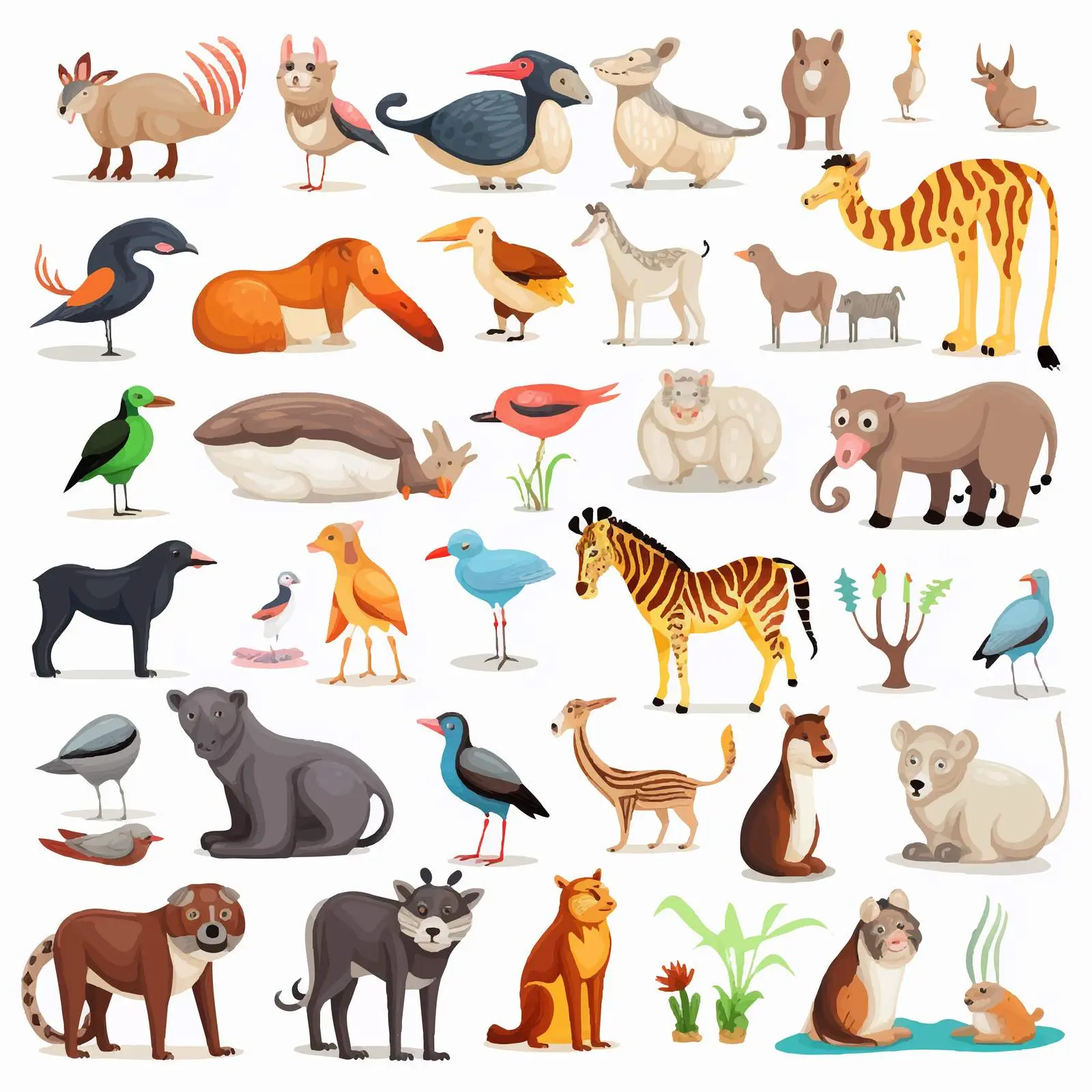 Diverse Animals and Objects on White Background — free download from Dotvec