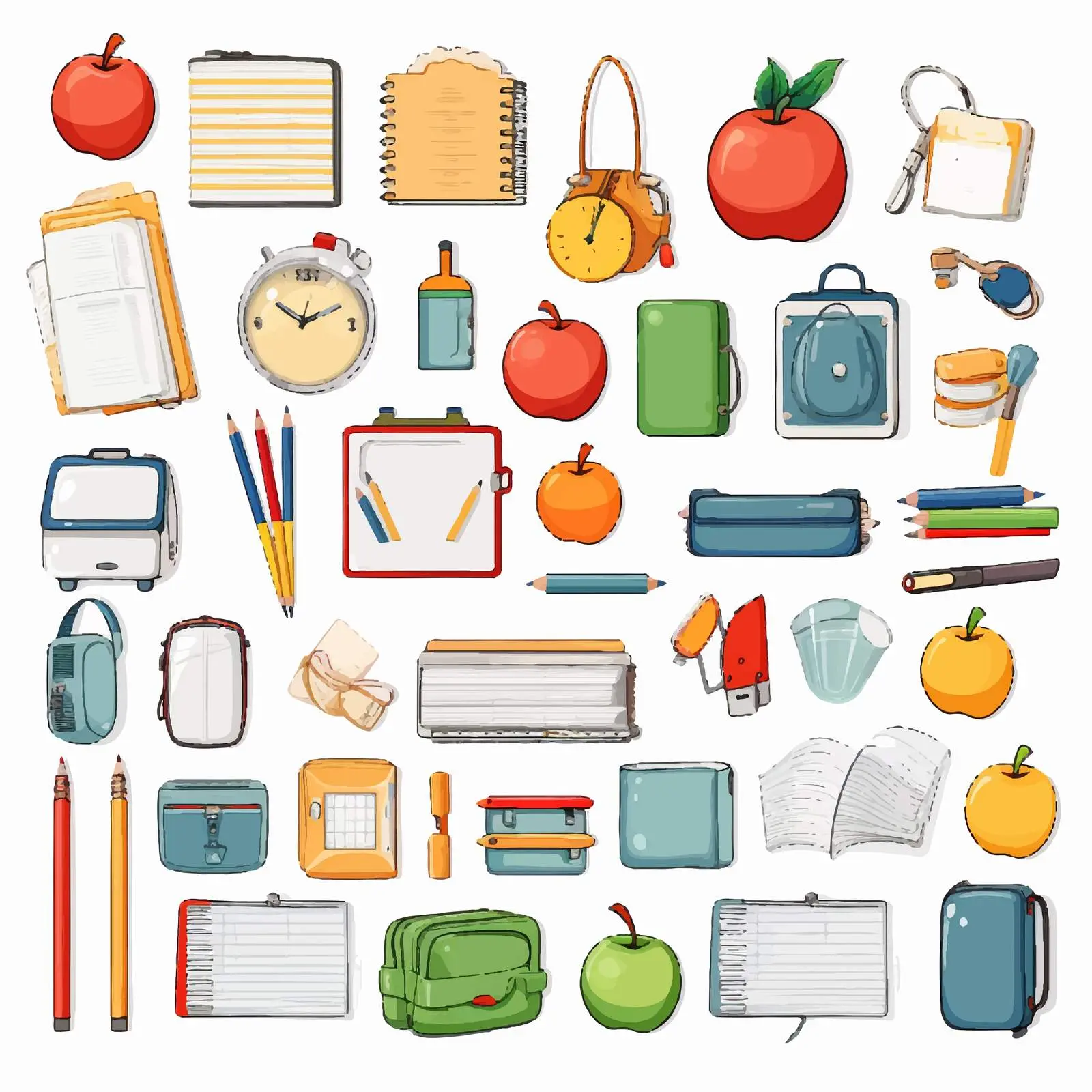 Collection of Diverse Stationery Items on White Background — free download from Dotvec