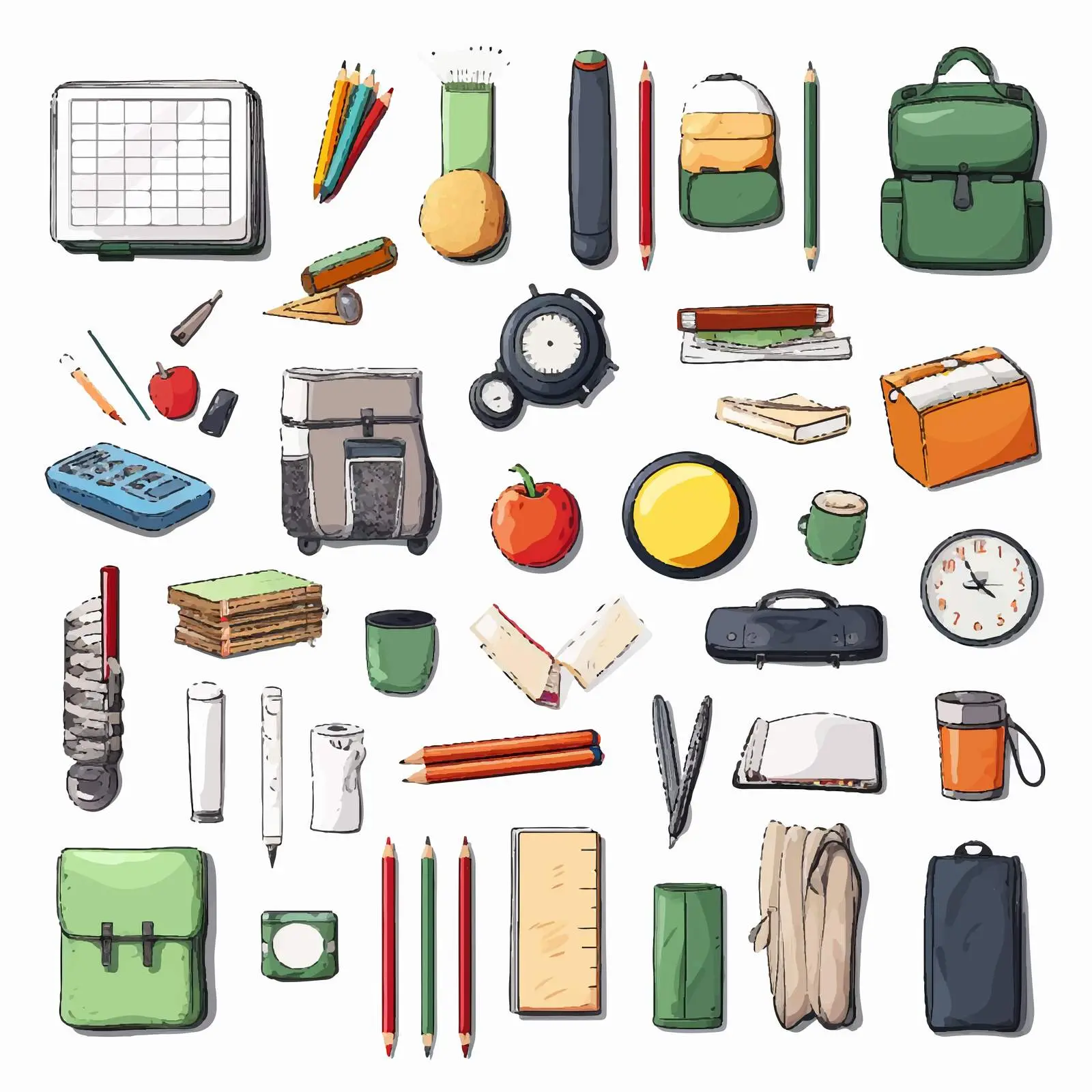 Variety of Stationery Items on White Background – free stationery collection image from Dotvec