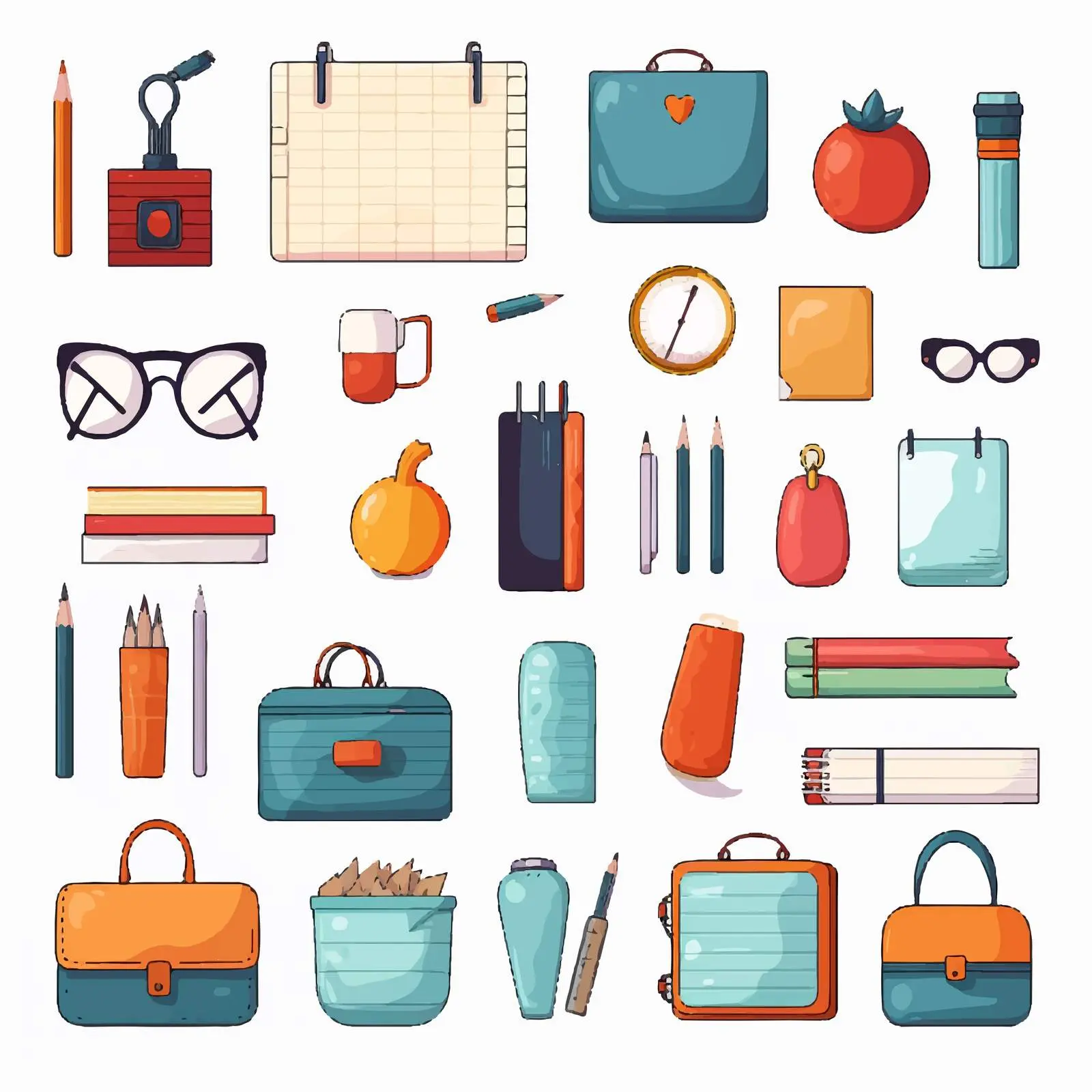 Diverse Collection of Stationery Items on White – free notepads image from Dotvec