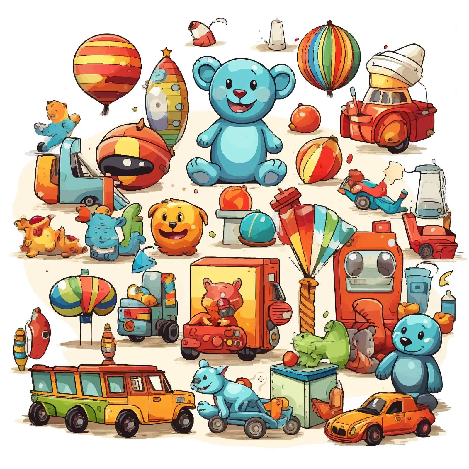 Colorful Cartoon Toy Collection Illustration — free download from Dotvec