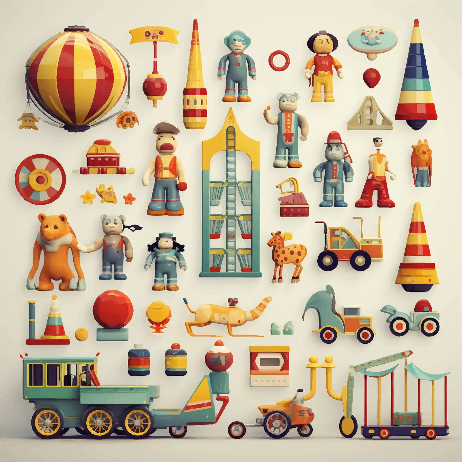 Colorful Cartoon Toy Illustrations for Kids — free download from Dotvec