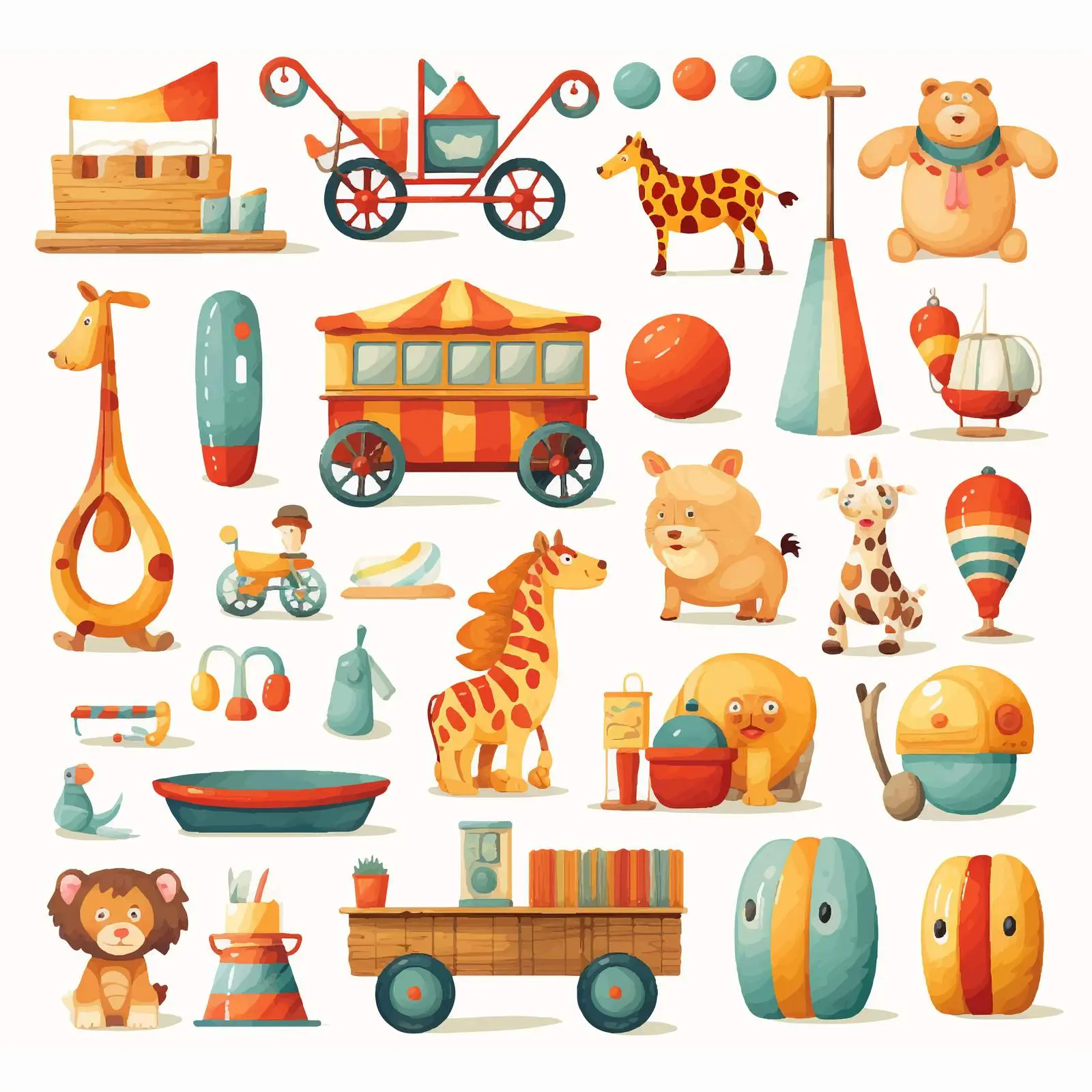 Colorful Cartoon Toy Illustration Vector Set — free download from Dotvec