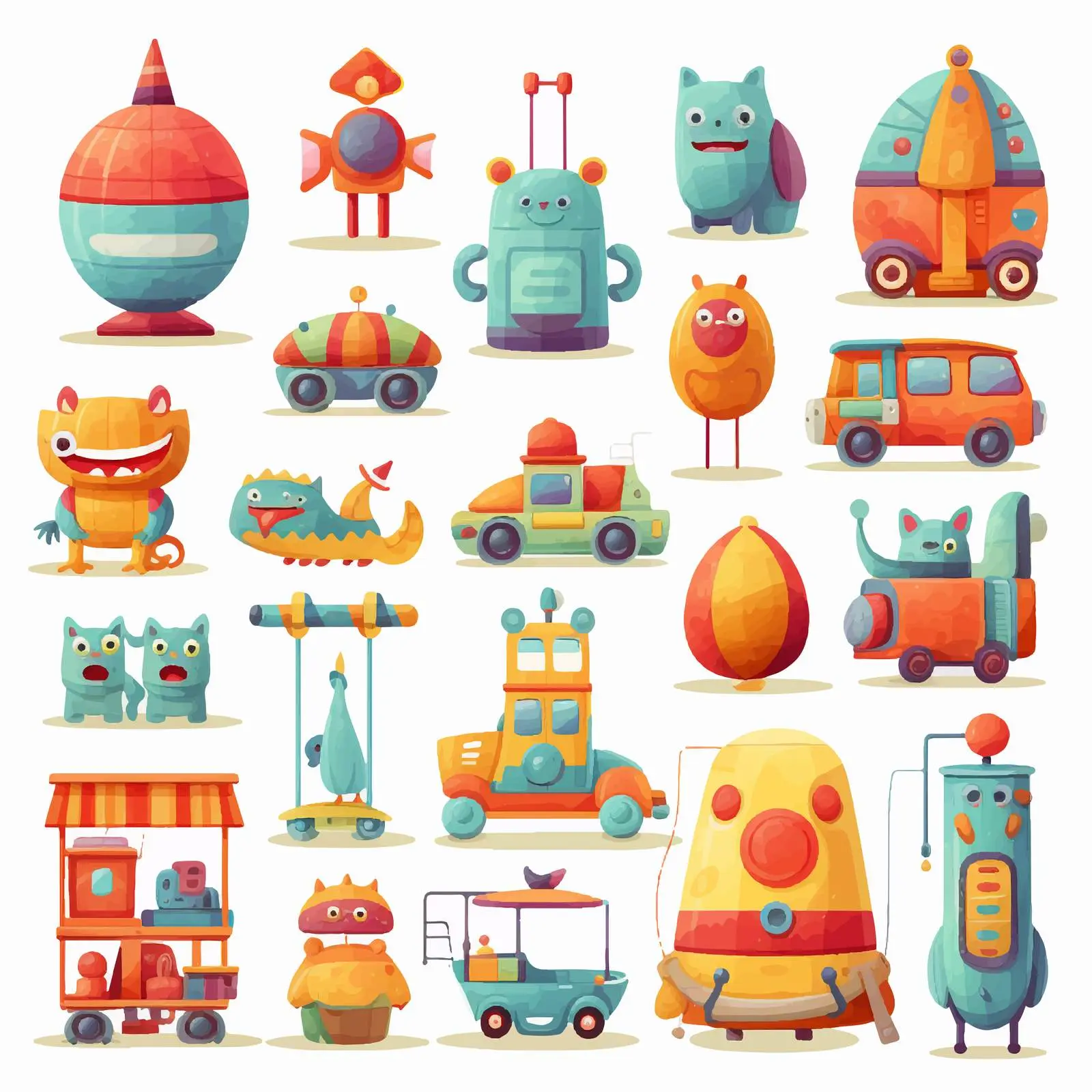 Colorful Cartoon Toys Vector Illustration — free download from Dotvec
