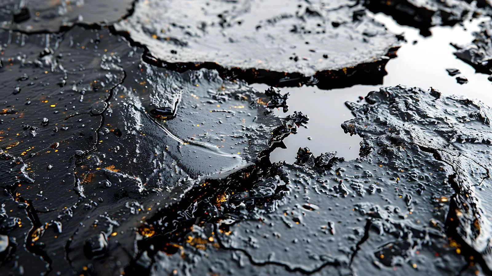 Impressive Oil Gasoline Stains on Wet Asphalt — free download from Dotvec
