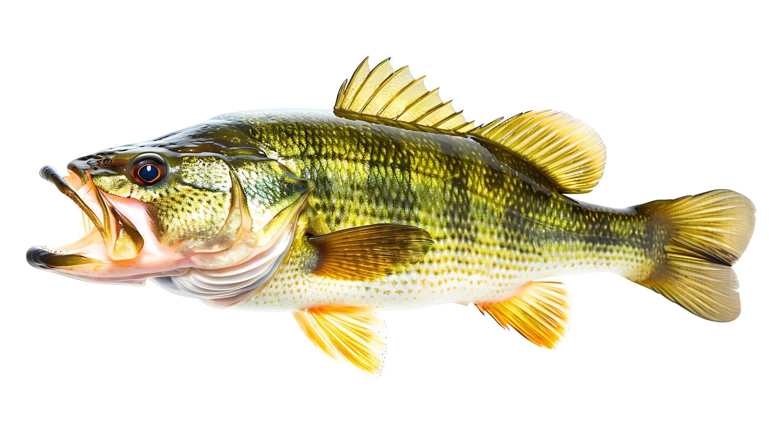Singular Largemouth Bass on White Background — free download from Dotvec