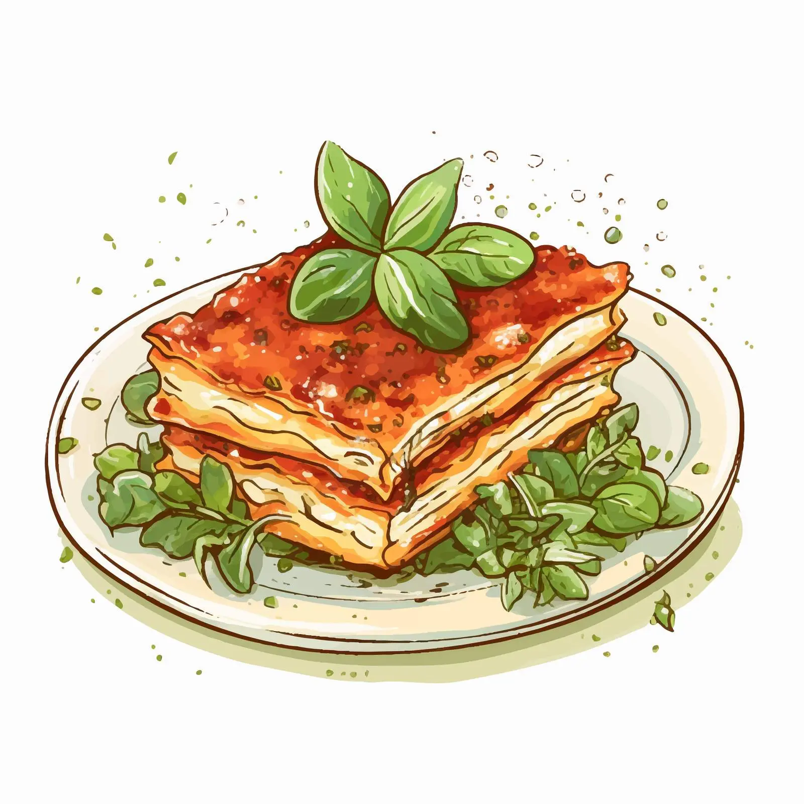 Delicious Lasagna with Arugula Sprouts Slice – free meal presentation image from Dotvec