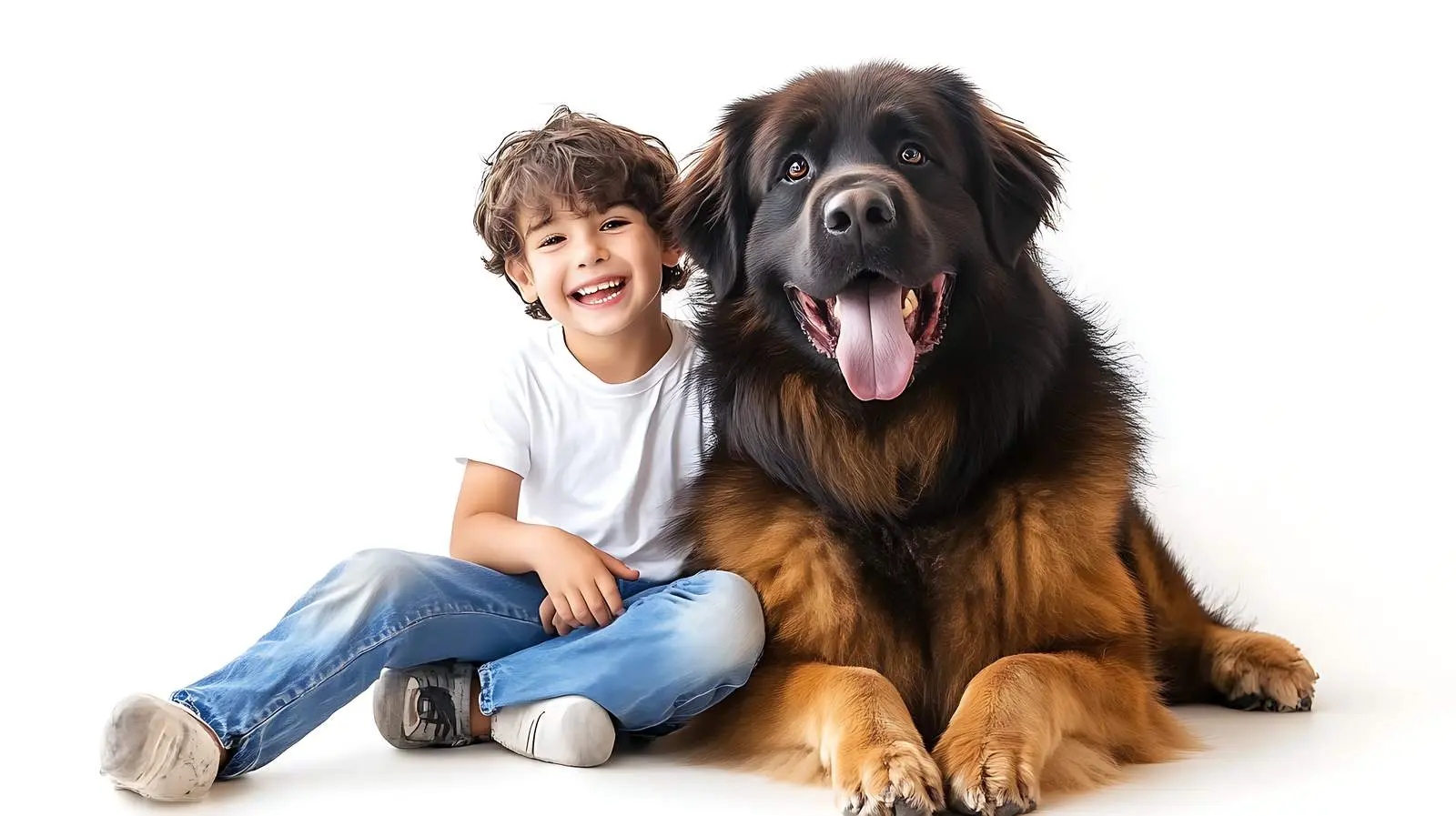 Cute Boy with Big Dog Isolated Image — free download from Dotvec