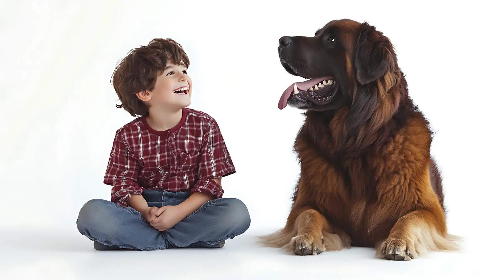 Cute Boy Laughing with Big Dog Together — free download from Dotvec