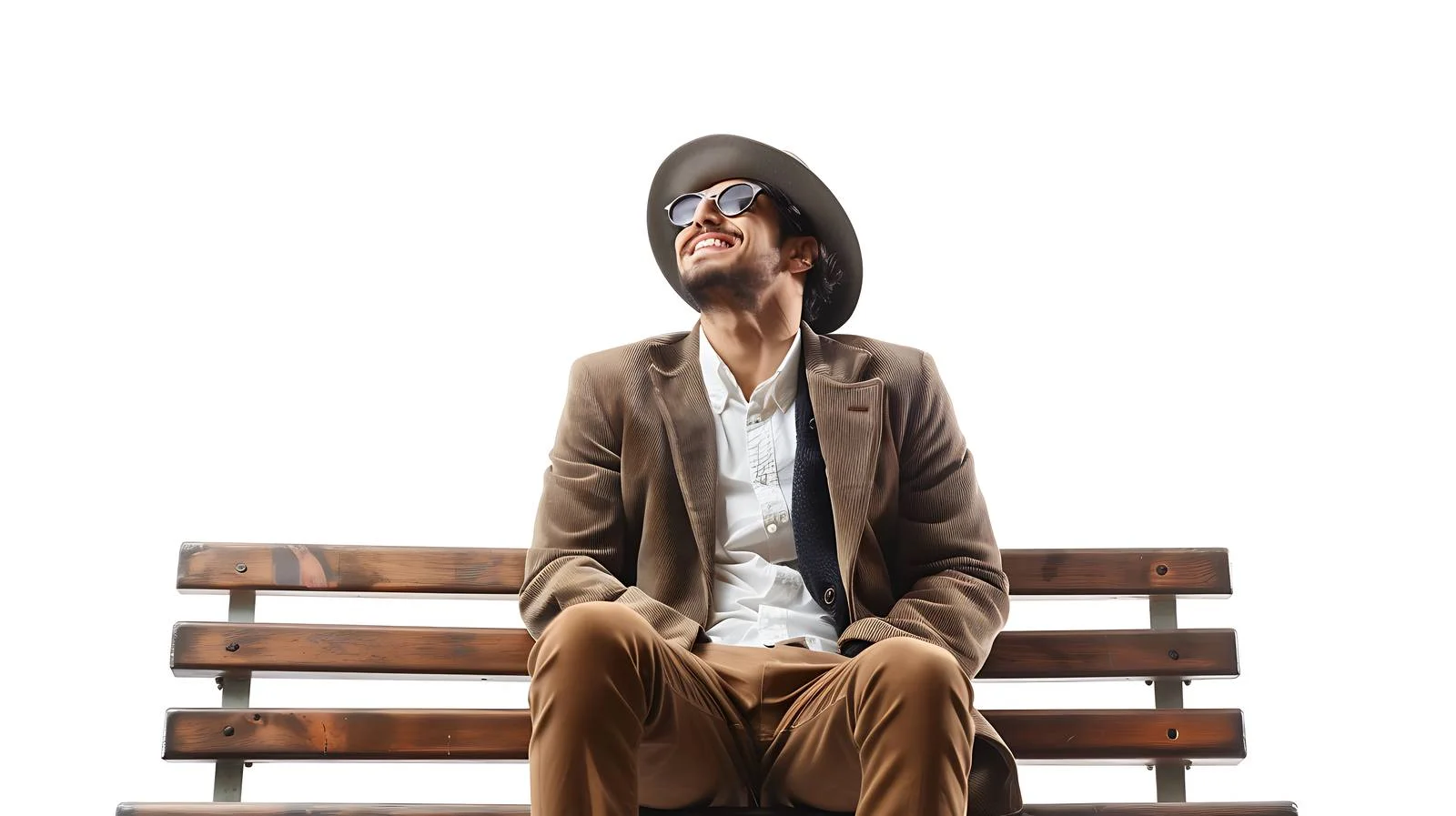 Chic Man Laughing on Bench — free download from Dotvec