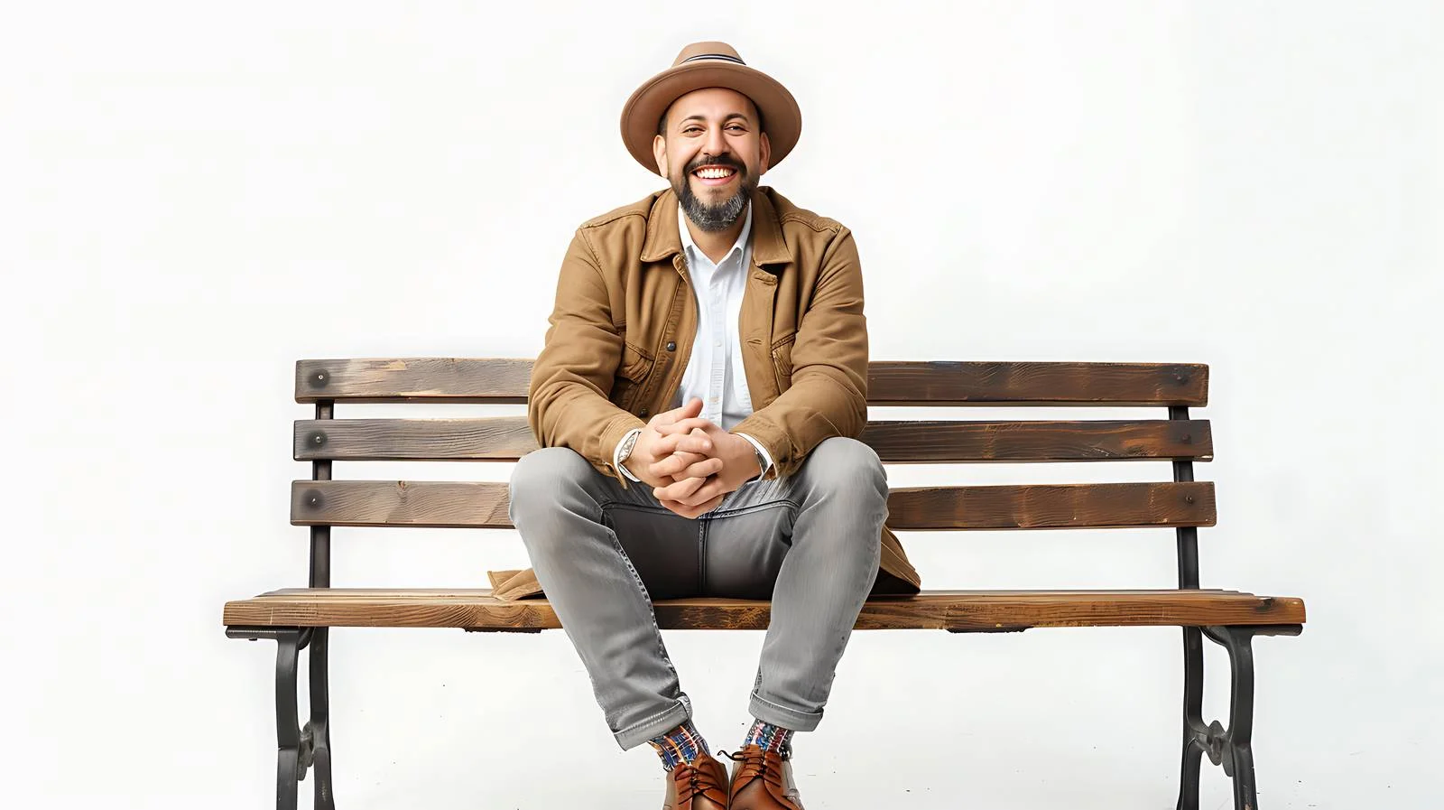 Stylish Man Laughing on Bench — free download from Dotvec