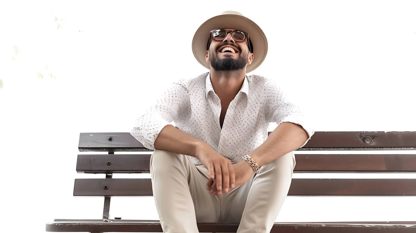 Stylish Man Laughing on Bench — free download from Dotvec