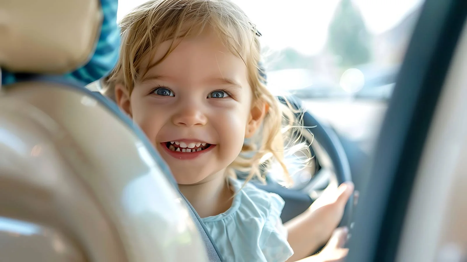 Joyful Toddler in Car Seat — free download from Dotvec
