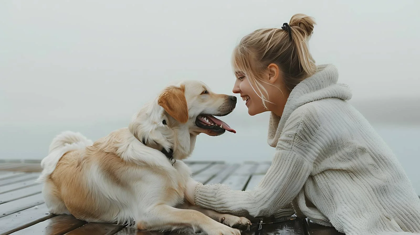 Joyful Woman with Labrador Retriever — free download from Dotvec