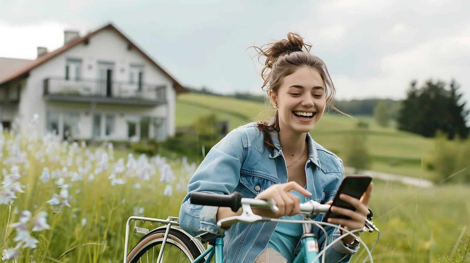 Active Woman Multitasking Outdoors with Cellphone — free download from Dotvec