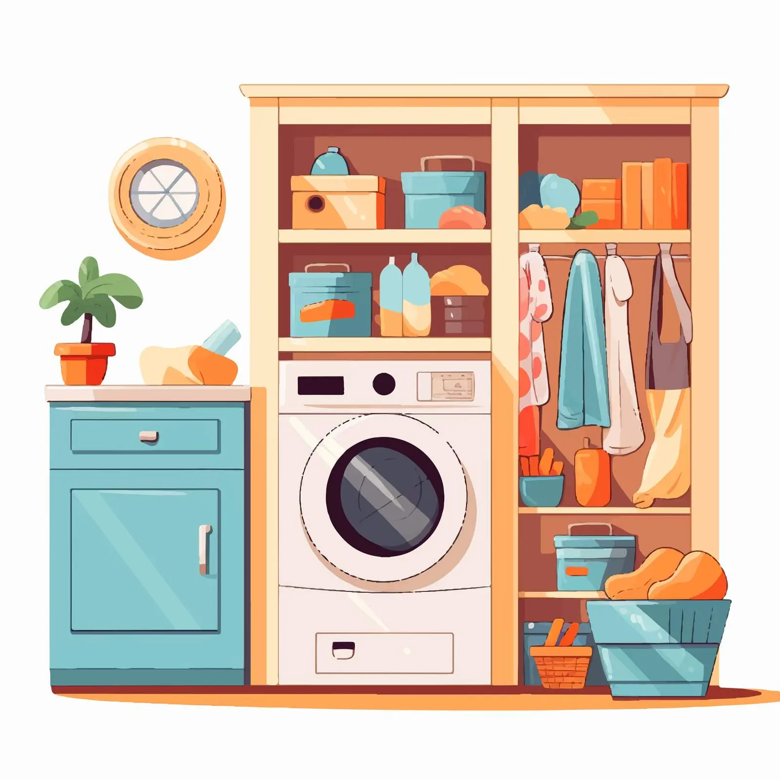 Modern Laundry Room Design with Furniture and Decor — free download from Dotvec