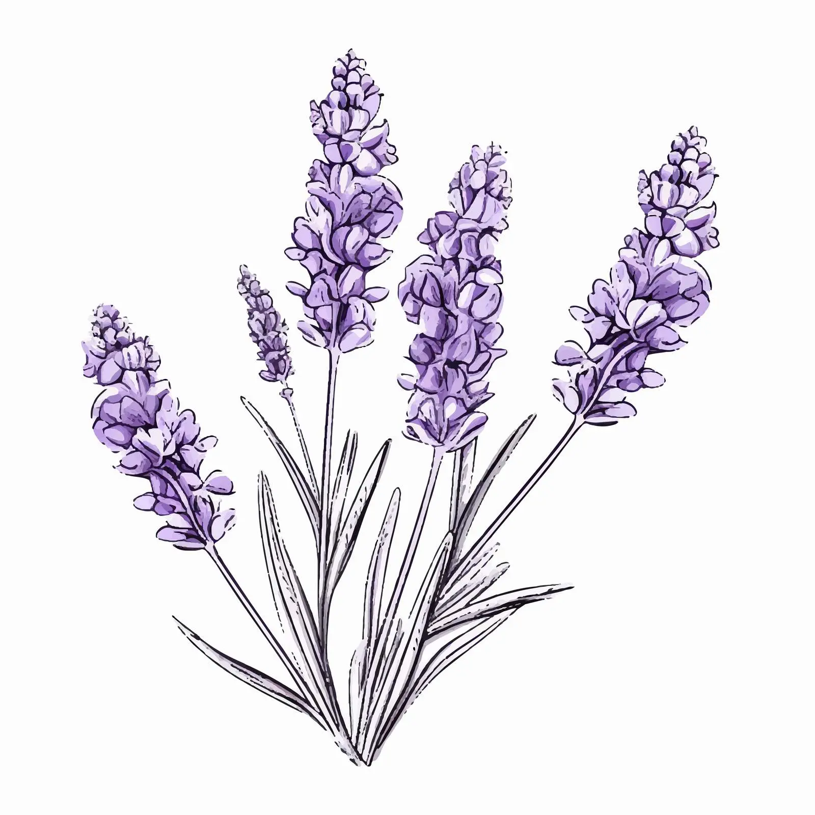 Lavender French Floral Sketch Vector Design – free essential oils image from Dotvec