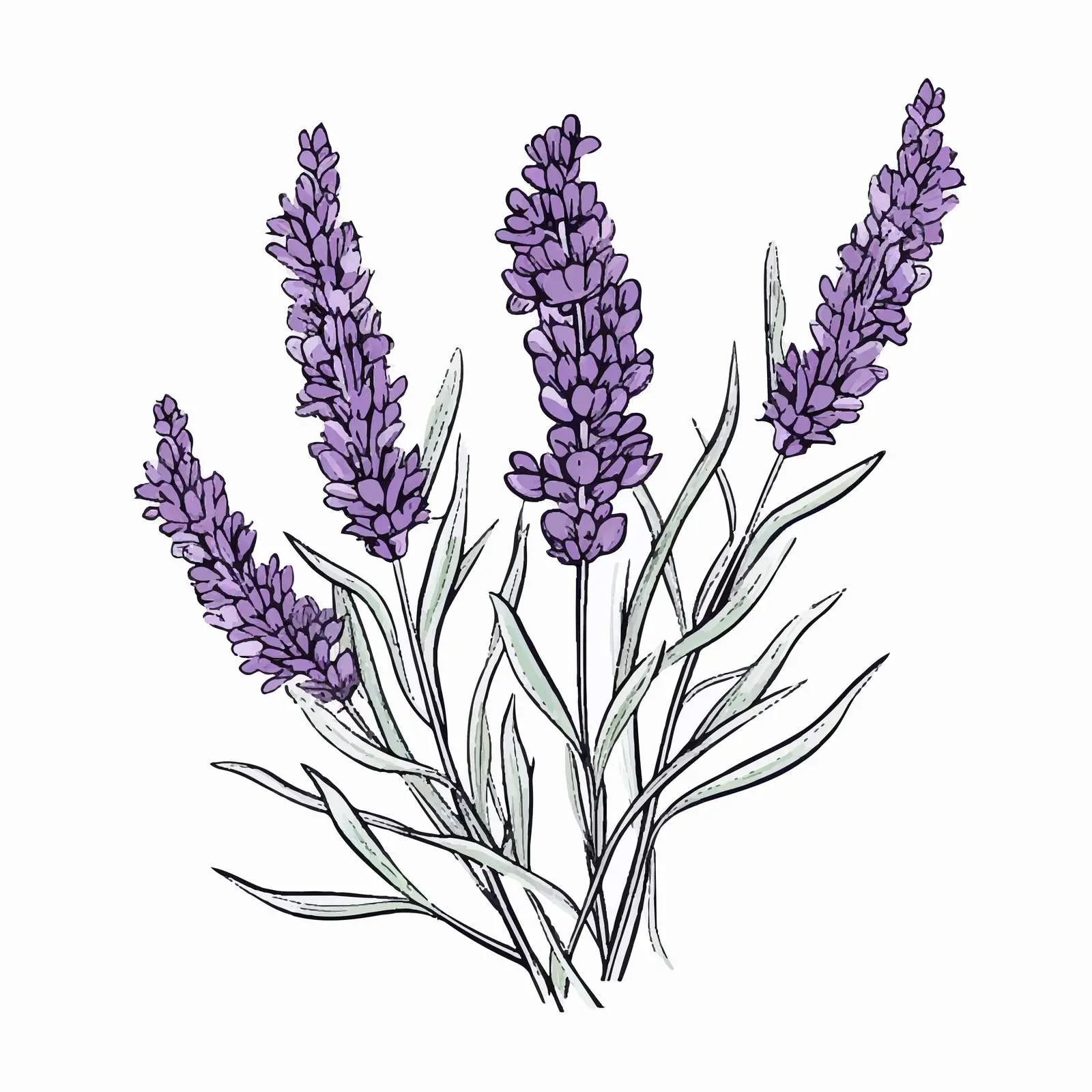 Lavender French Flower Sketch Vector Art — free download from Dotvec