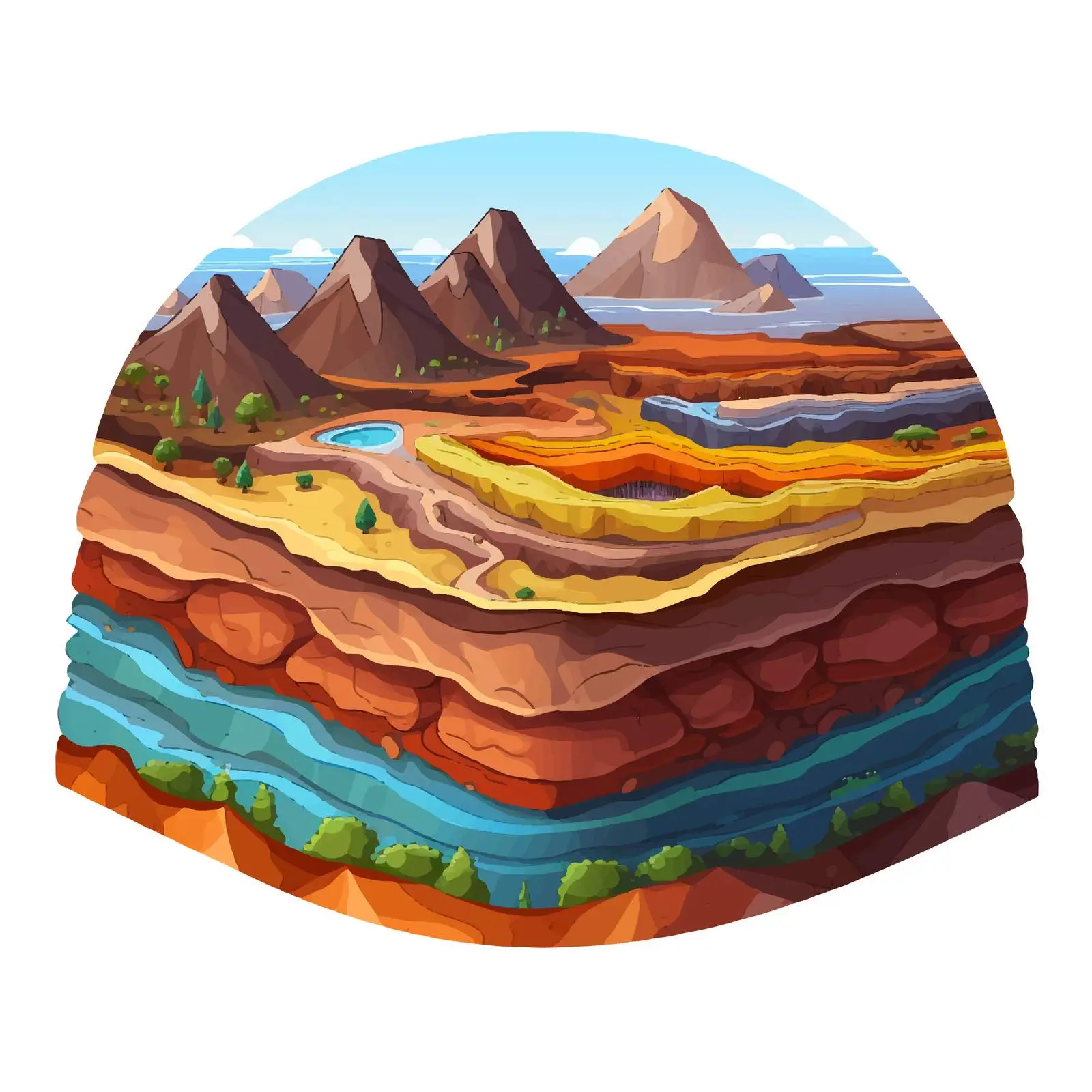 Colorful Cartoon Layers of the Earth Illustration — free download from Dotvec