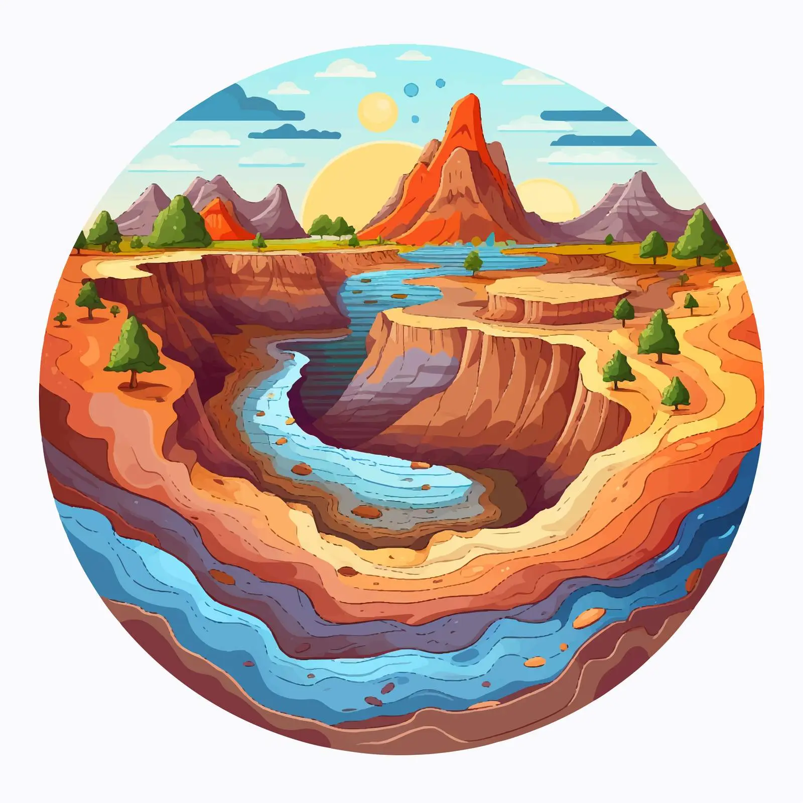Layers of the Earth Cartoon Vector Illustration — free download from Dotvec
