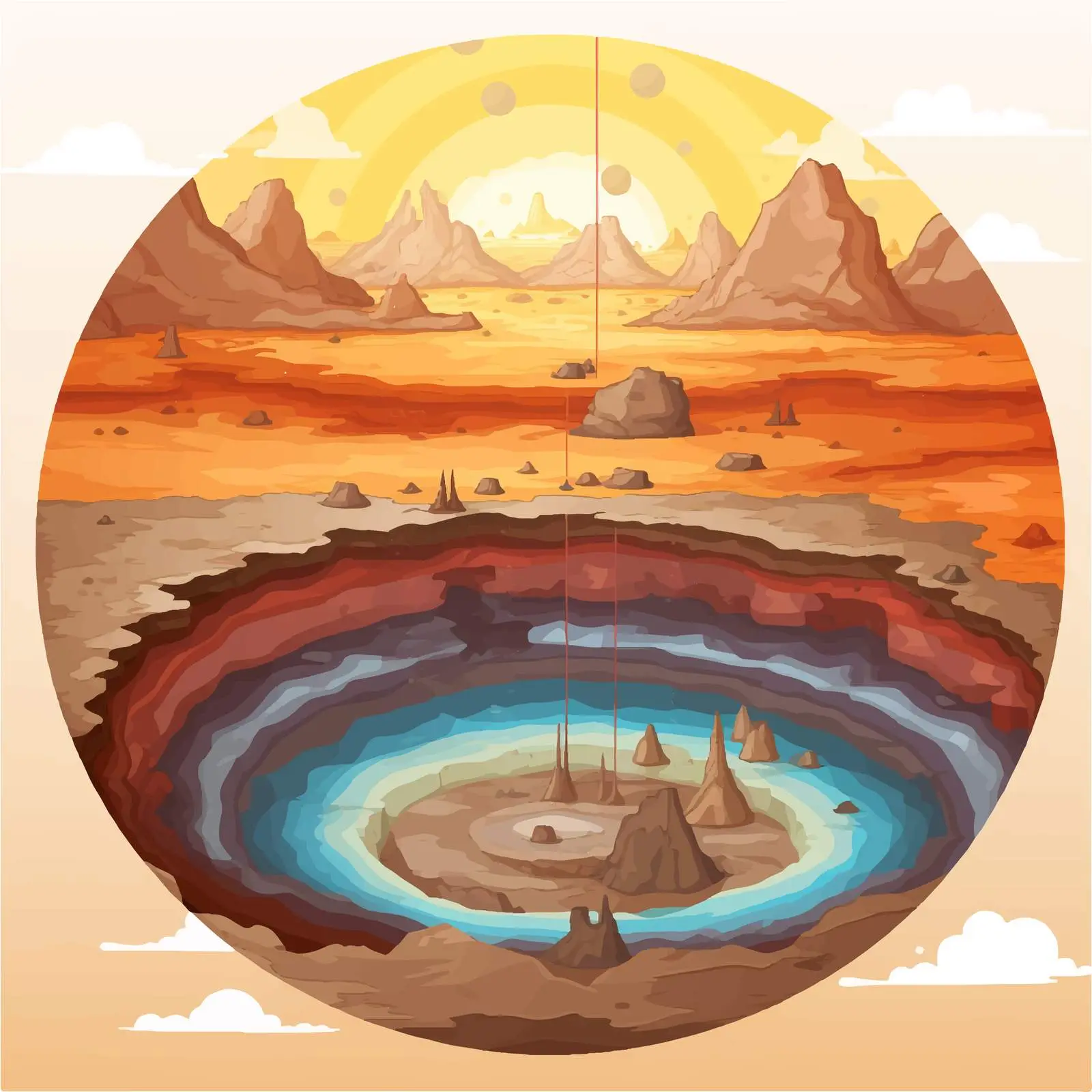 Cartoon Vector Illustration of Earth's Layers — free download from Dotvec
