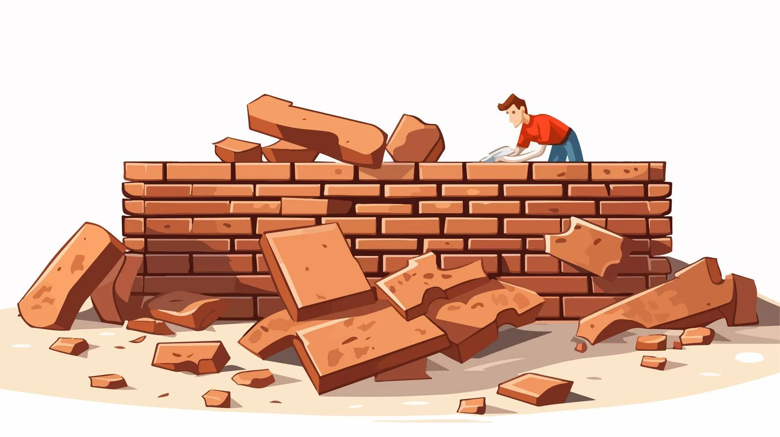 Cartoon Bricklaying Vector Illustration — free download from Dotvec