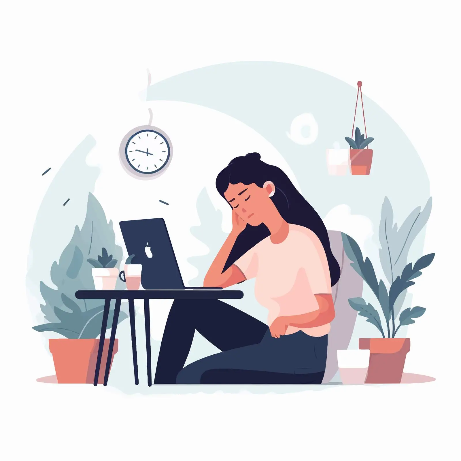 Tired Woman at Home Computer Desk – free work culture image from Dotvec