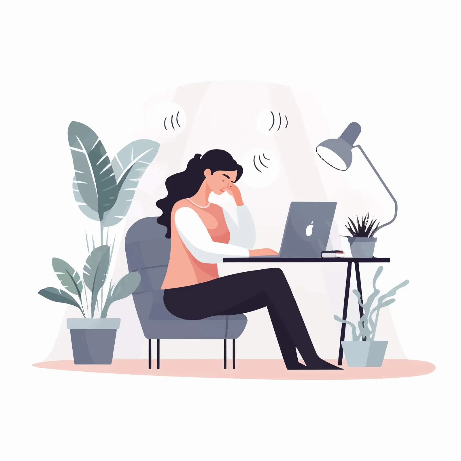 Tired Woman at Home Office Desk — free download from Dotvec