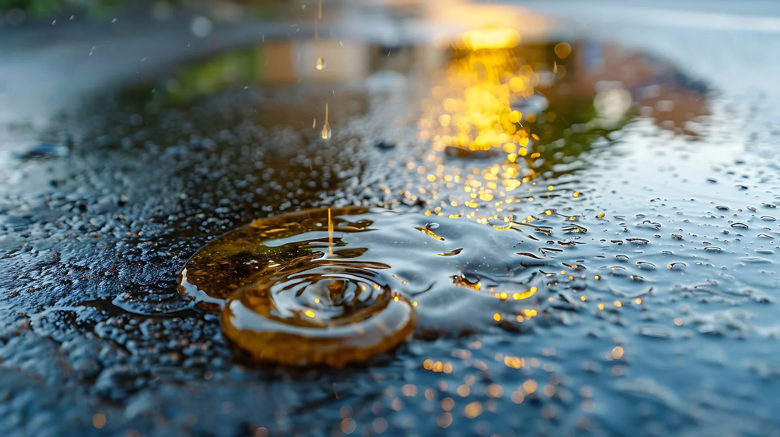 Fuel Spillage on Wet Asphalt Road — free download from Dotvec