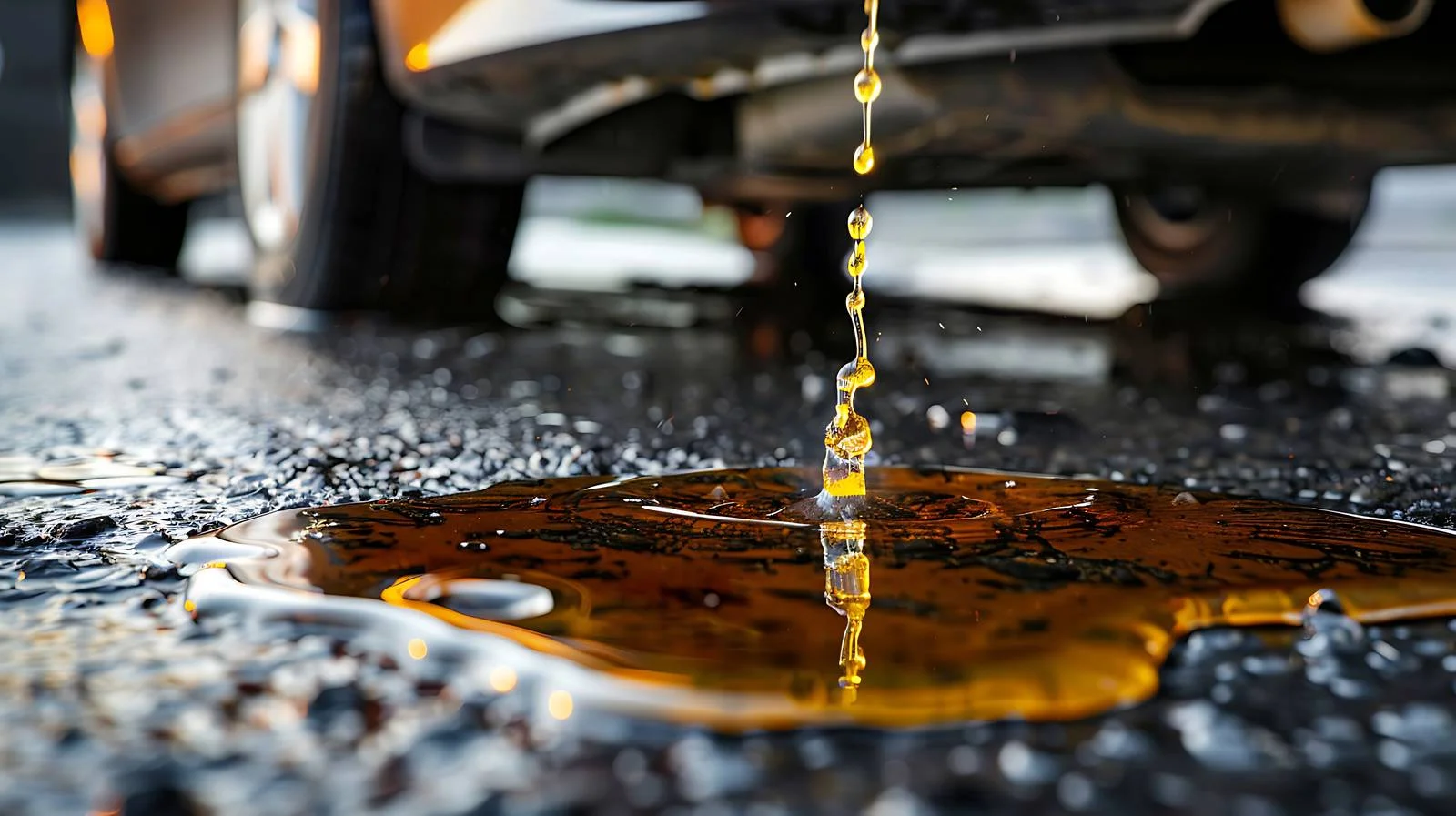 Vehicle oil spill on damp asphalt — free download from Dotvec