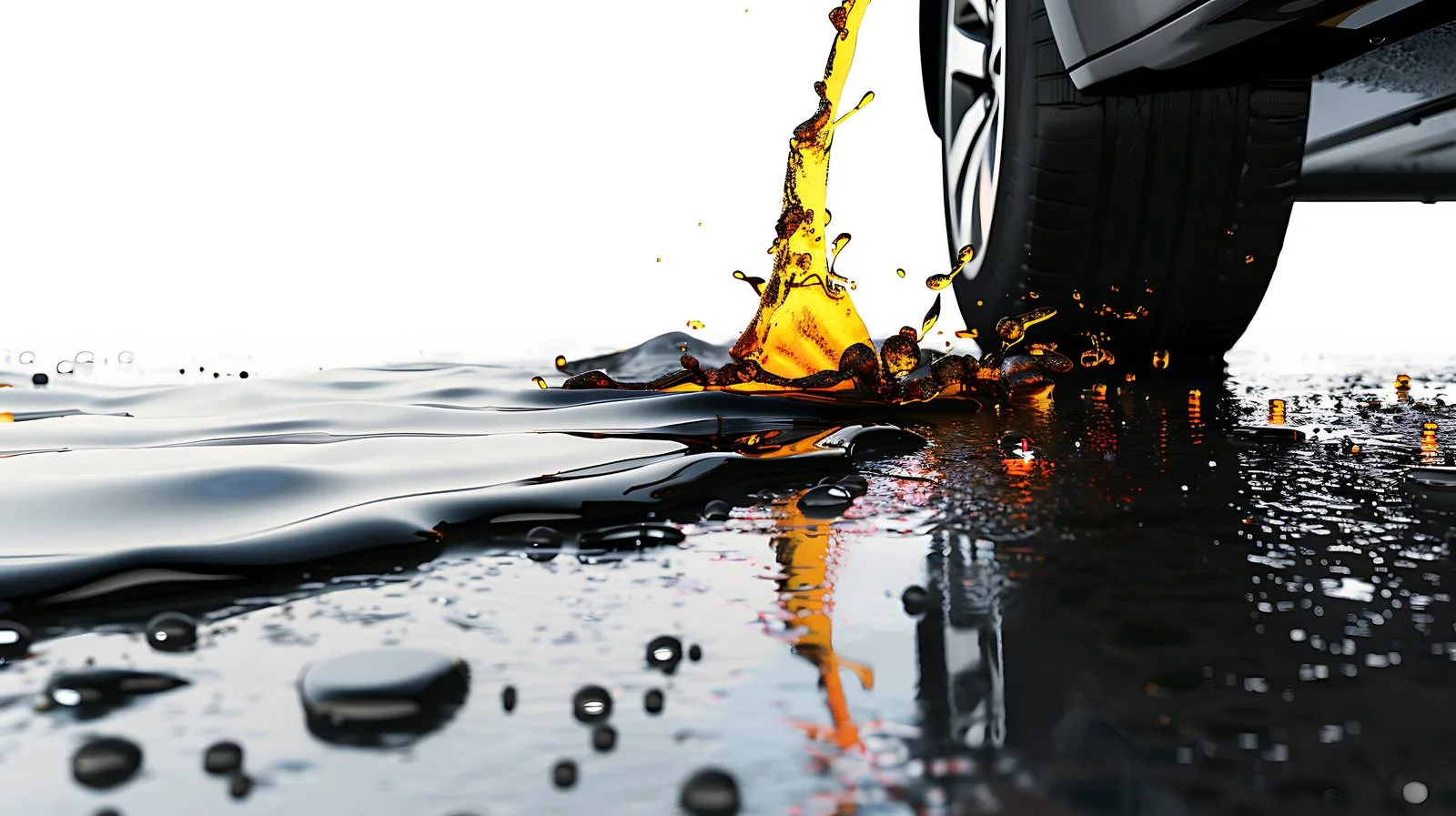 Vehicle leakage contaminates wet asphalt surface — free download from Dotvec