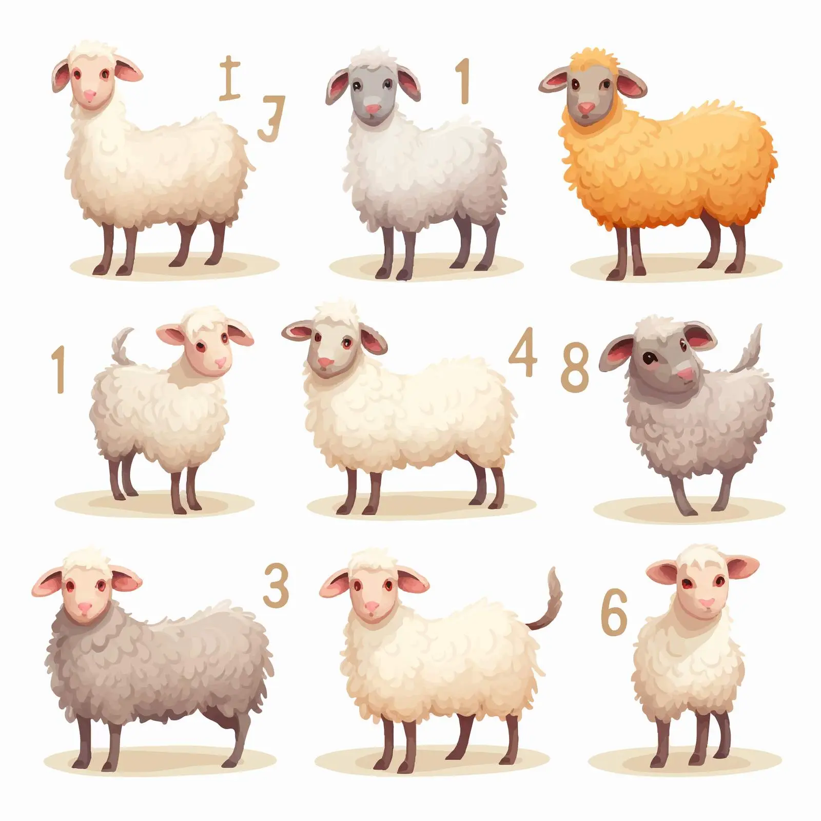 Counting from 1 to 10 with Cute Sheep — free download from Dotvec