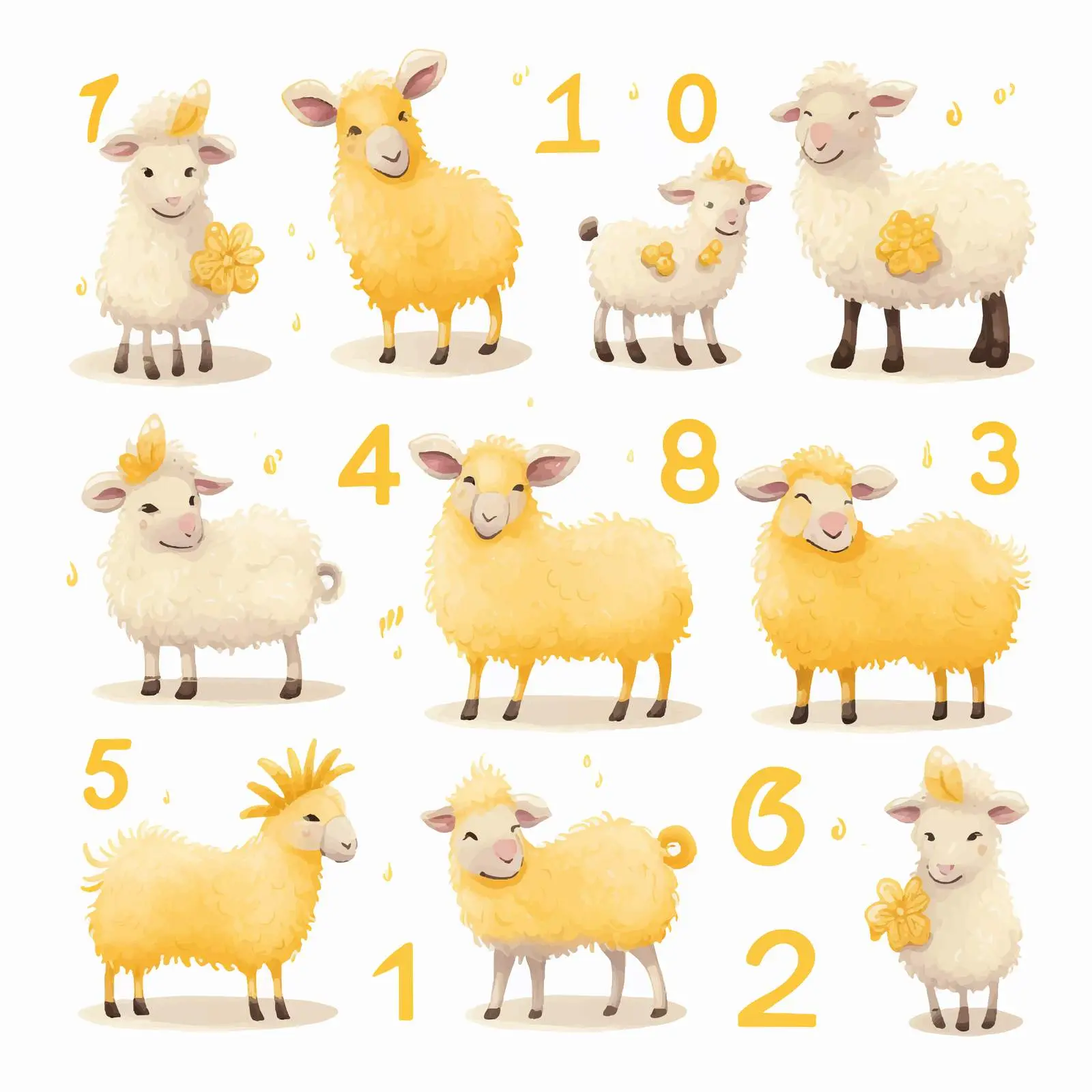 Cute Counting Sheep Illustration for Kids — free download from Dotvec