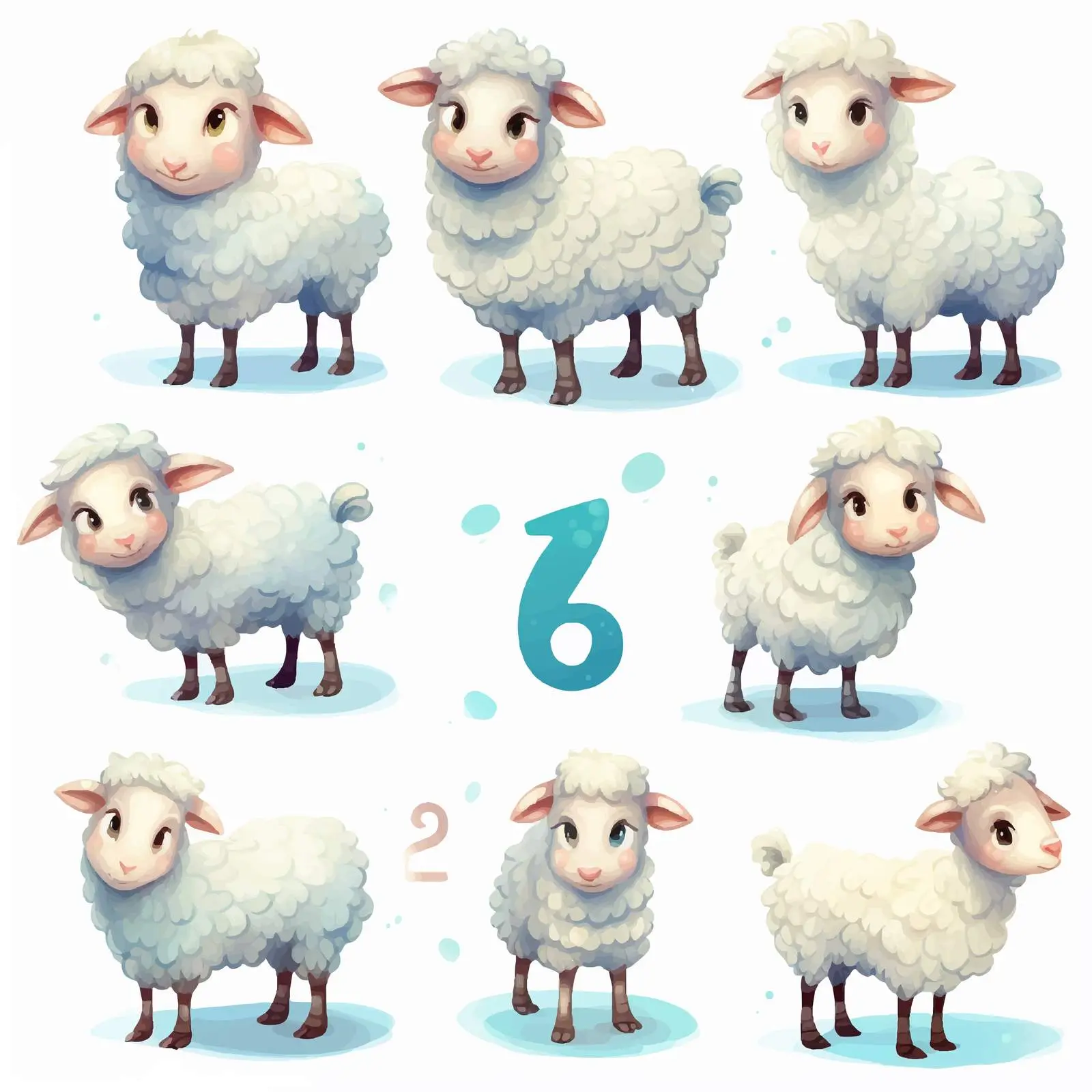 Counting from 1 to 10 with Cute Sheep — free download from Dotvec