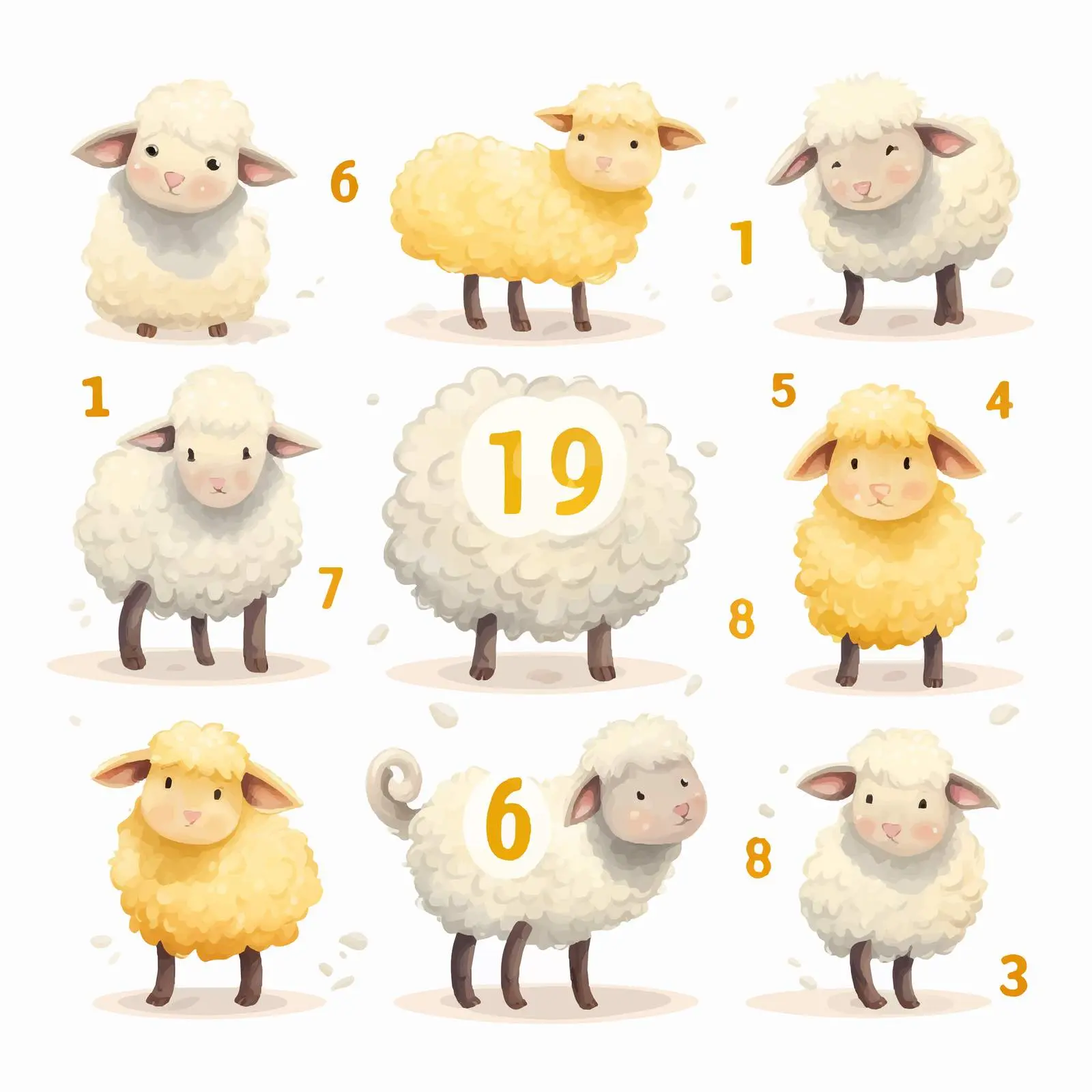 Counting With Cute Sheep: 1 to 10 for Kids – free counting image from Dotvec