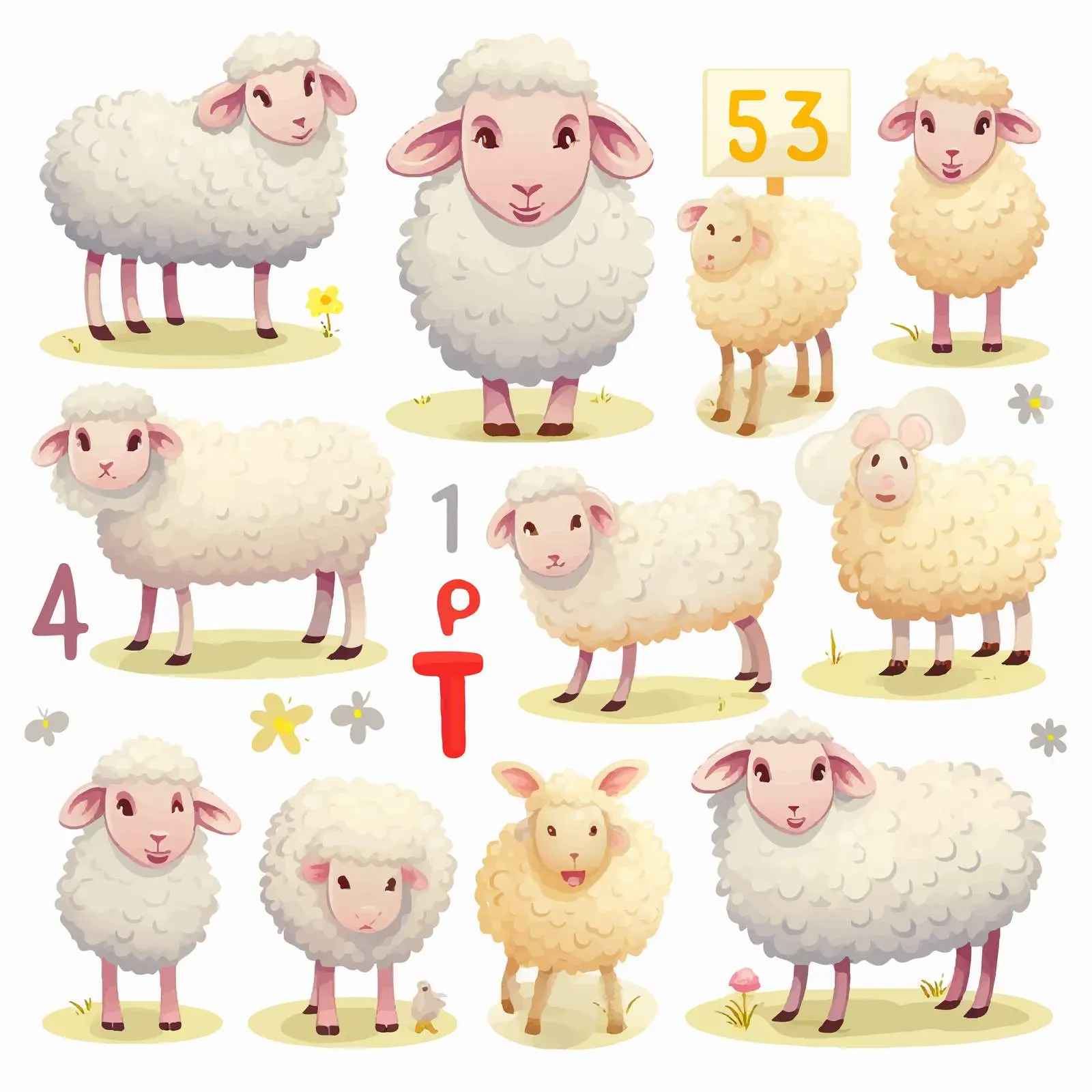 Counting Sheep: Fun Learning for Kids – free educational vector image from Dotvec