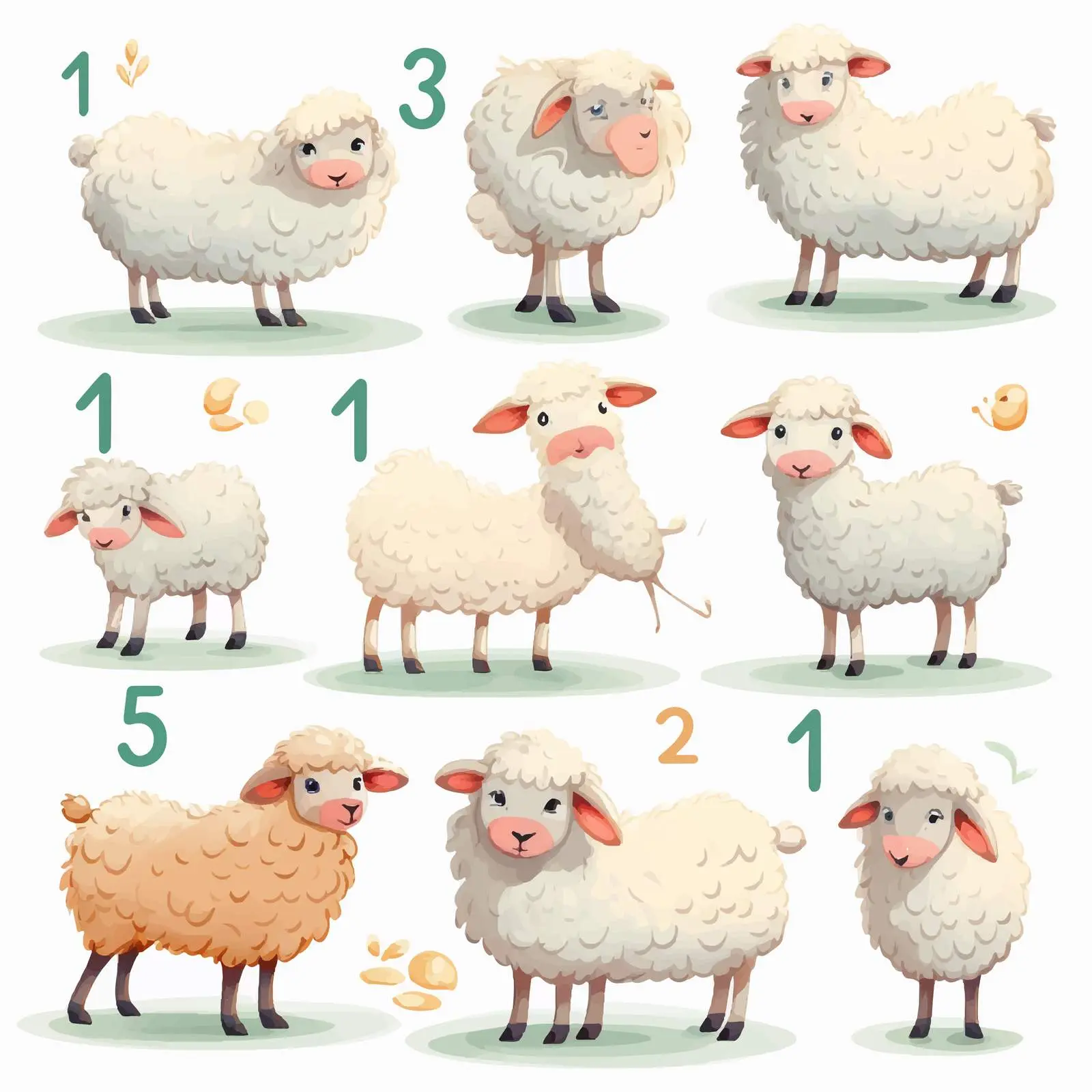 Cute Sheep Counting 1 to 10 for Kids — free download from Dotvec