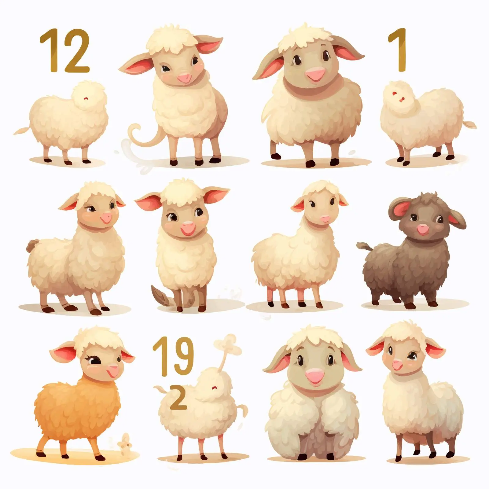 Counting Sheep for Kids: Fun Learning Activity – free educational vector image from Dotvec