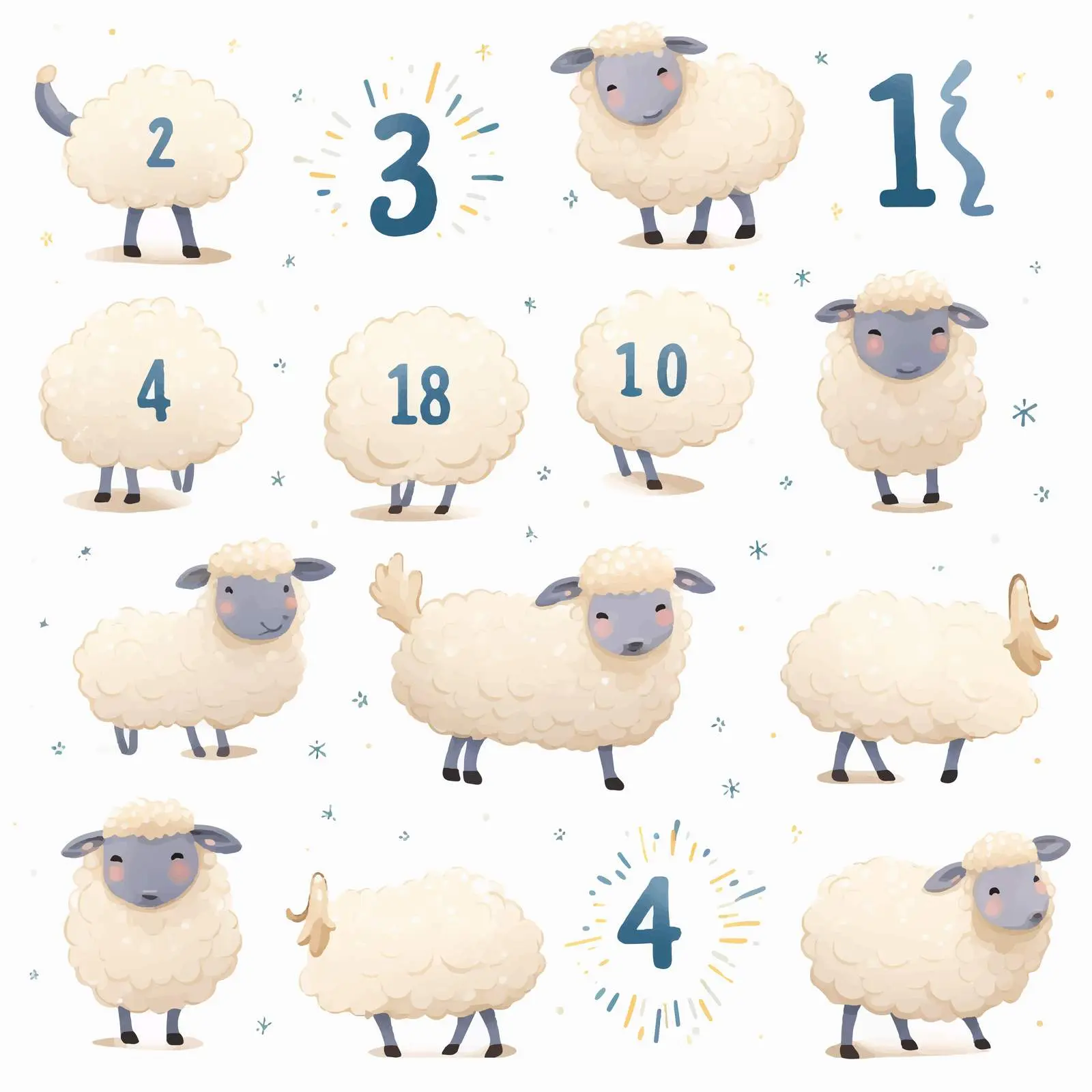 Counting to 10 with Cute Sheep for Kids – free counting image from Dotvec