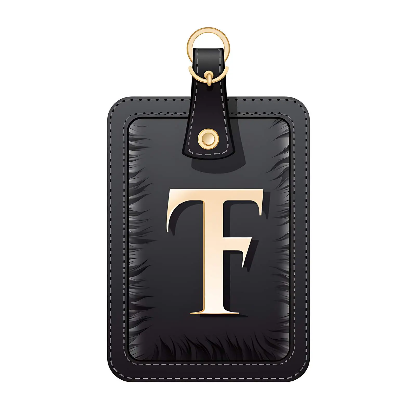 Classic Black Leather Tag with Latin Letter F – free letter f image from Dotvec