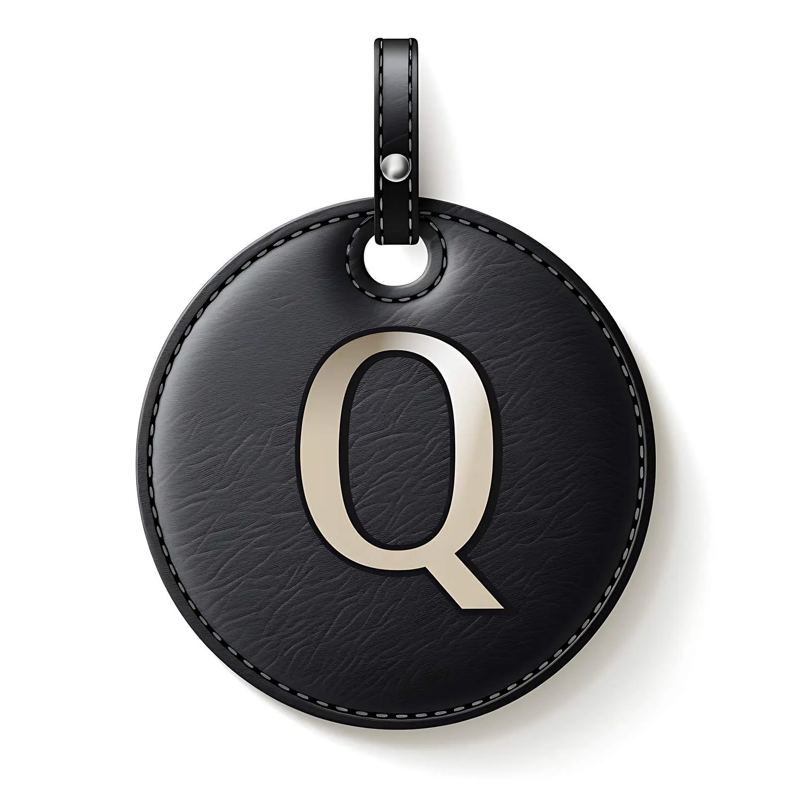 Classic Black Leather Tag with Letter Q — free download from Dotvec