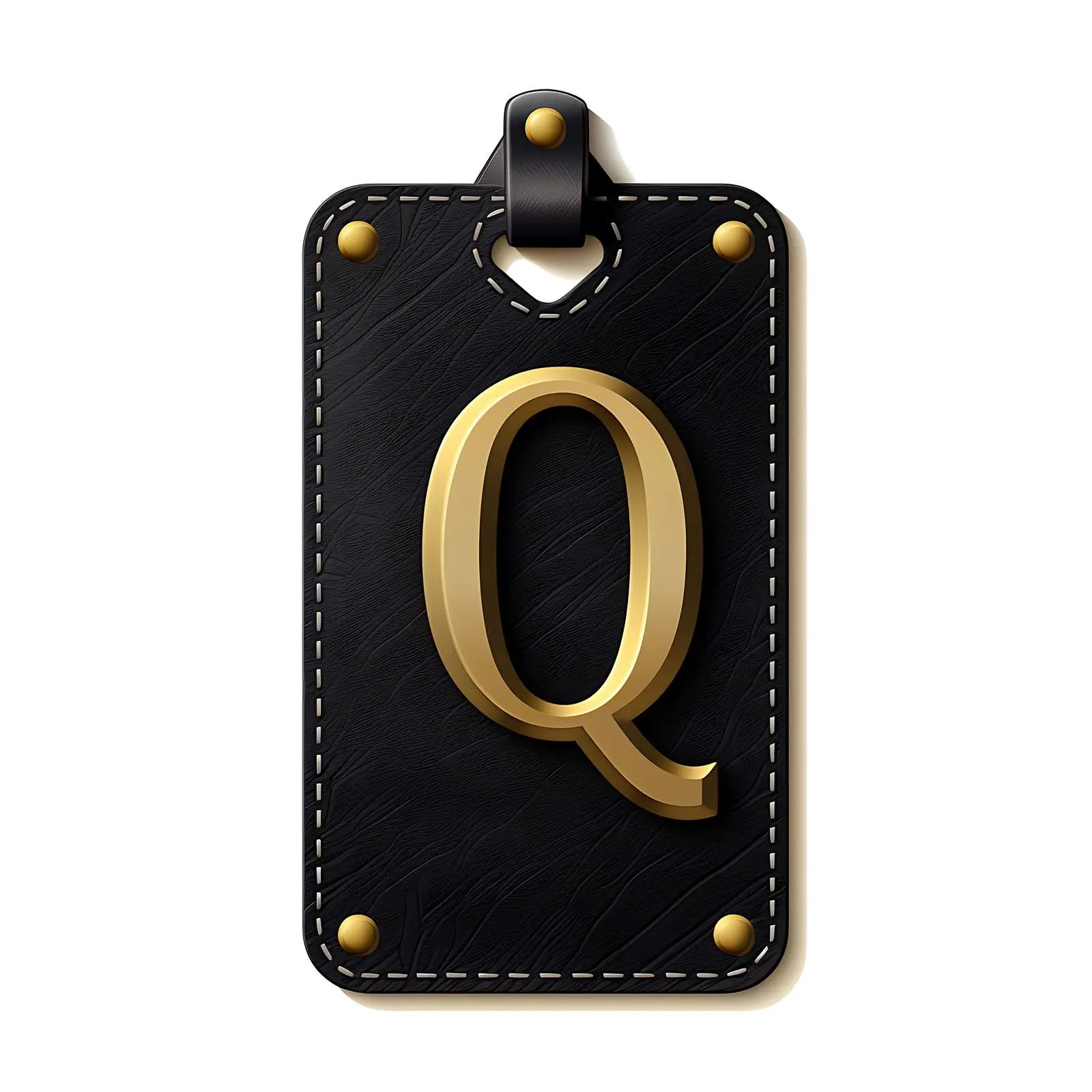 Classic Black Leather Tag with Latin Letter Q — free download from Dotvec