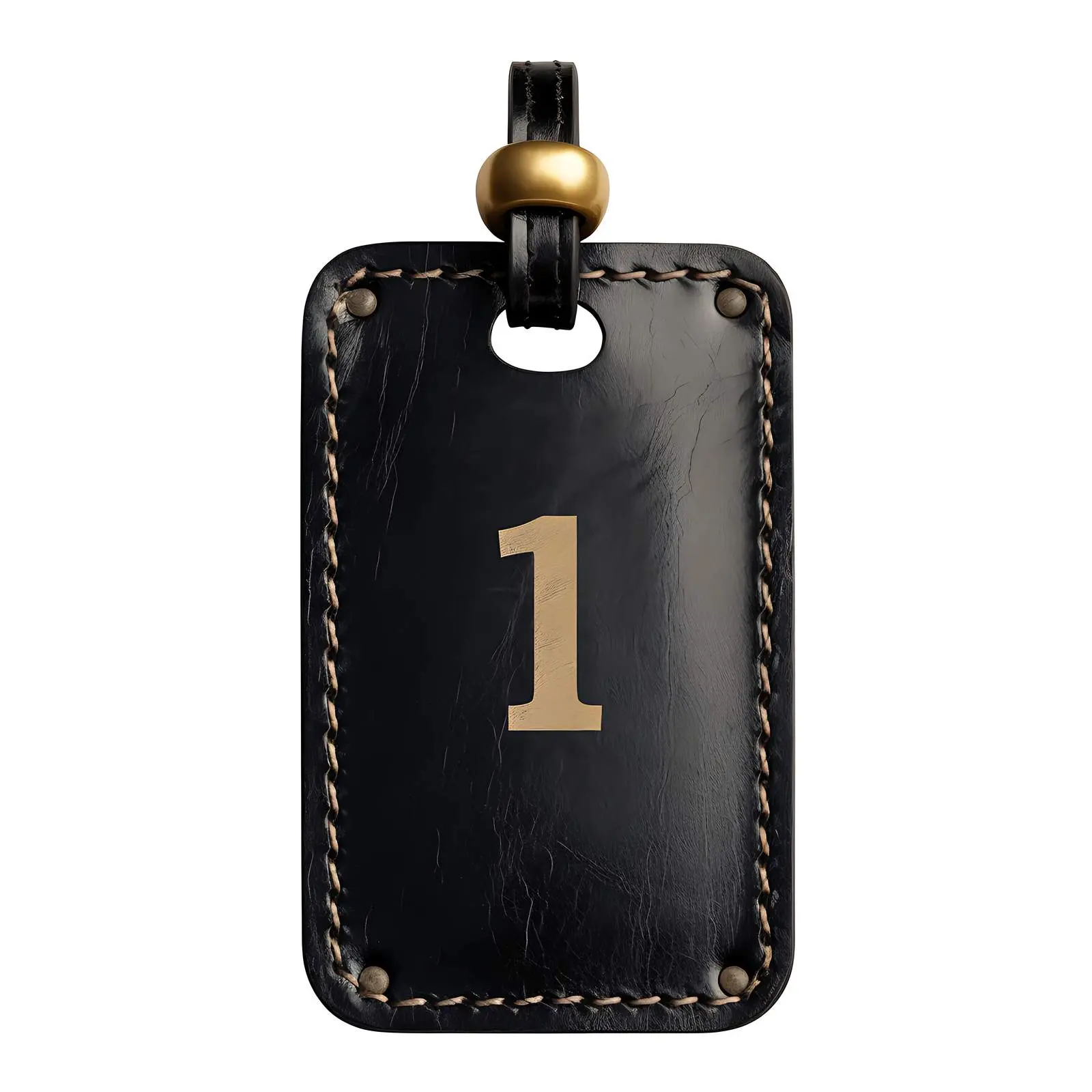 Classic Black Leather Tag with Number One – free trendy accessory image from Dotvec