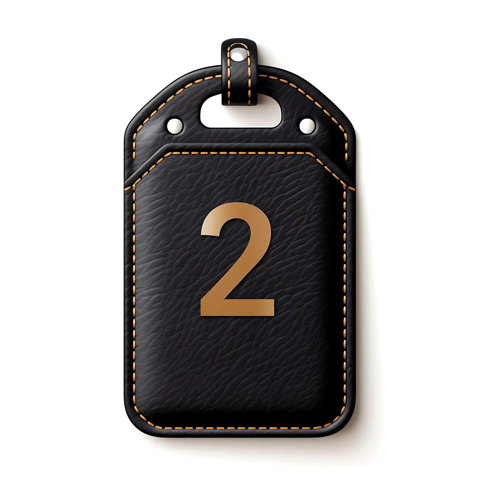 Isolated Black Leather Tag with Number 2 — free download from Dotvec