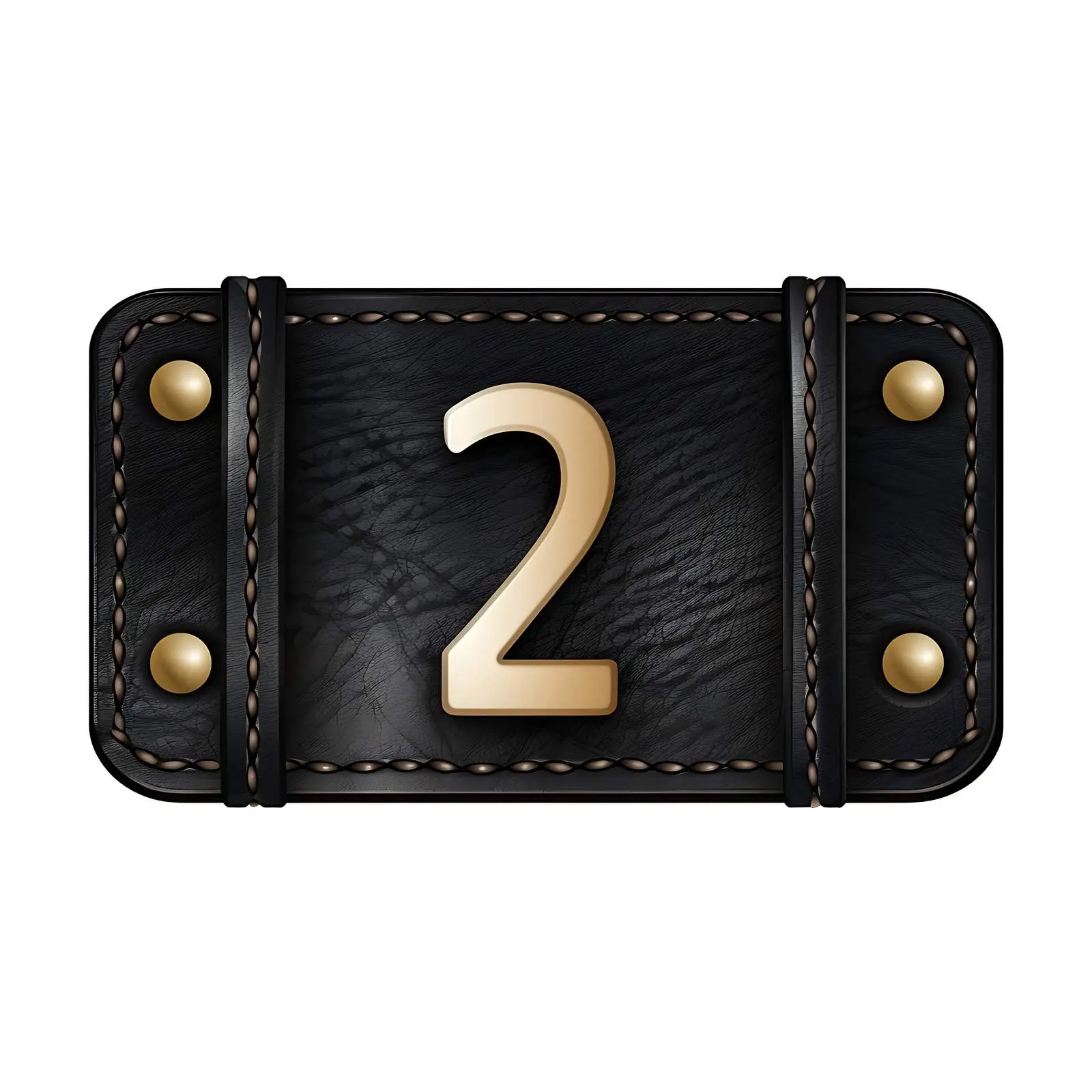 Classic Black Leather Tag with Number 2 — free download from Dotvec