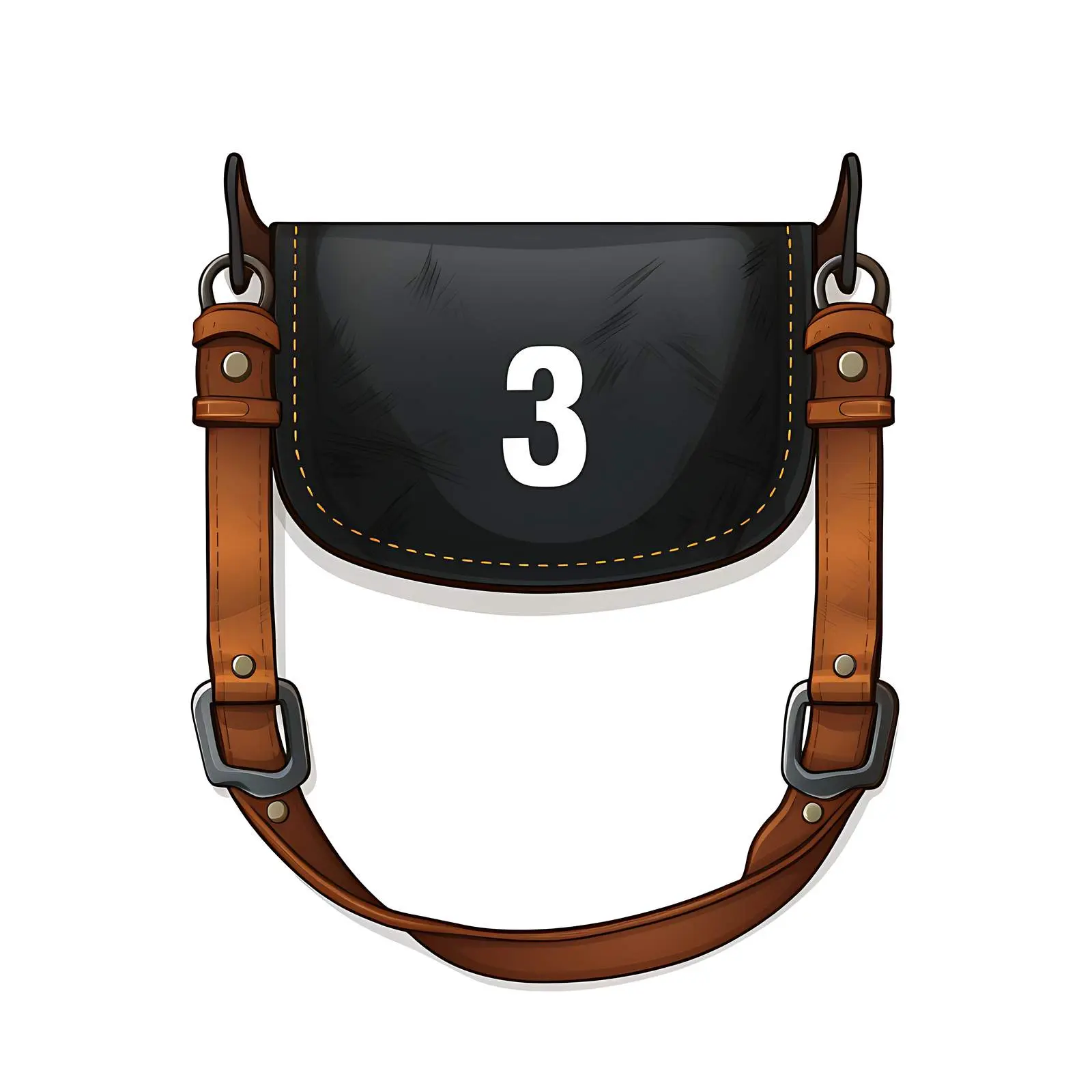 Classic Black Leather Tag with Number 3 – free luggage image from Dotvec