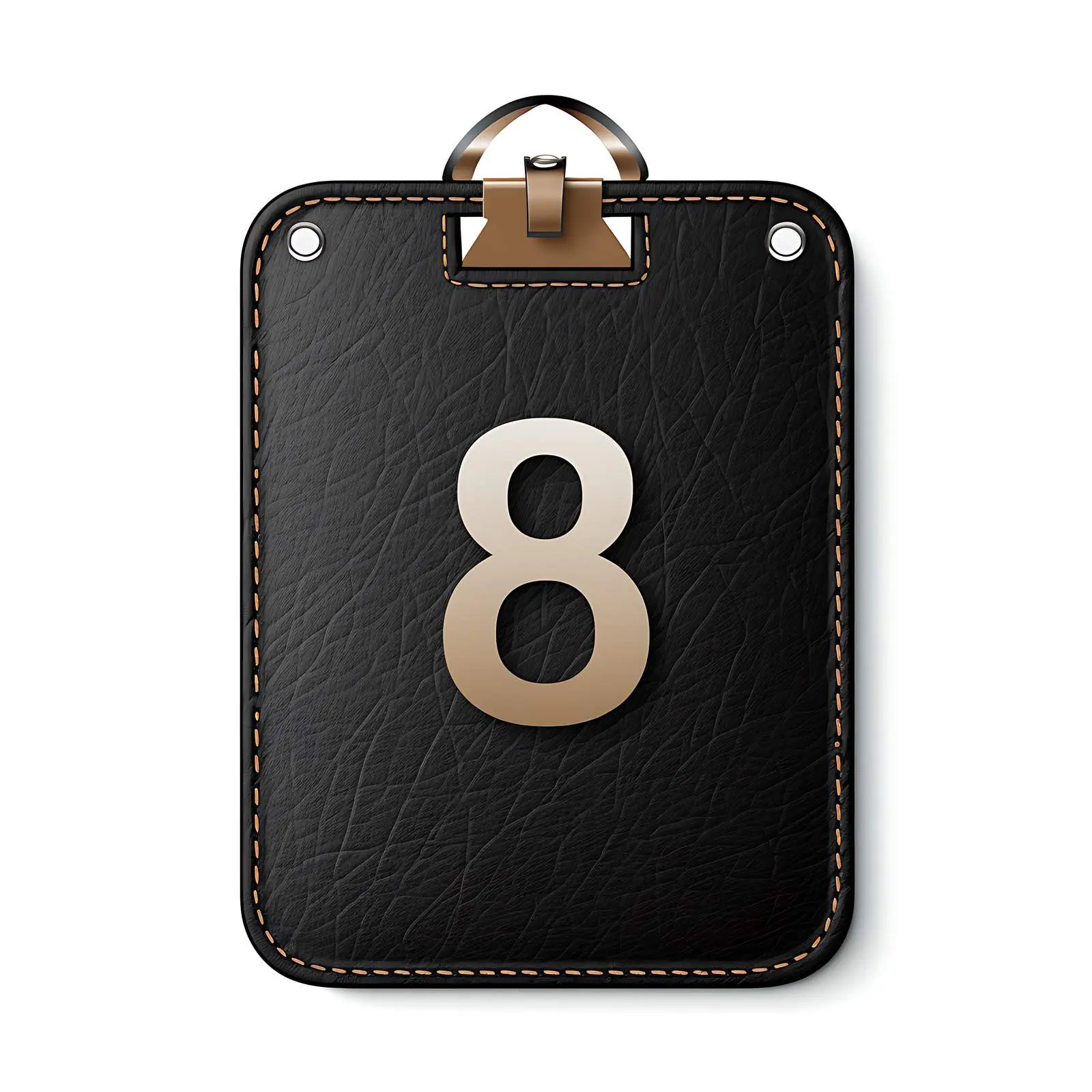 Classic Black Leather Tag with Number 8 — free download from Dotvec