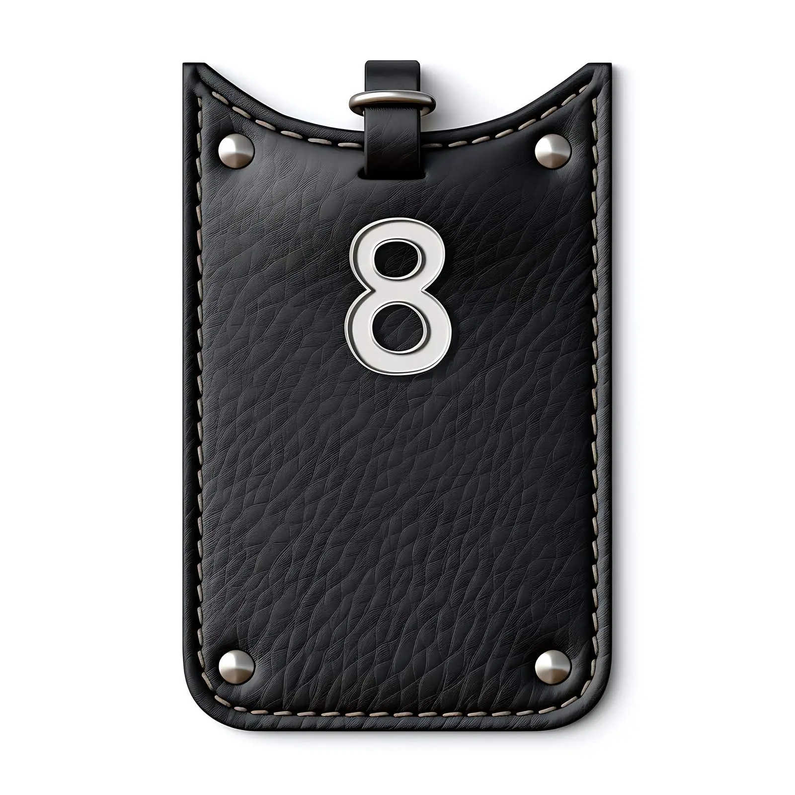 Classic Black Leather Tag with Number 8 — free download from Dotvec